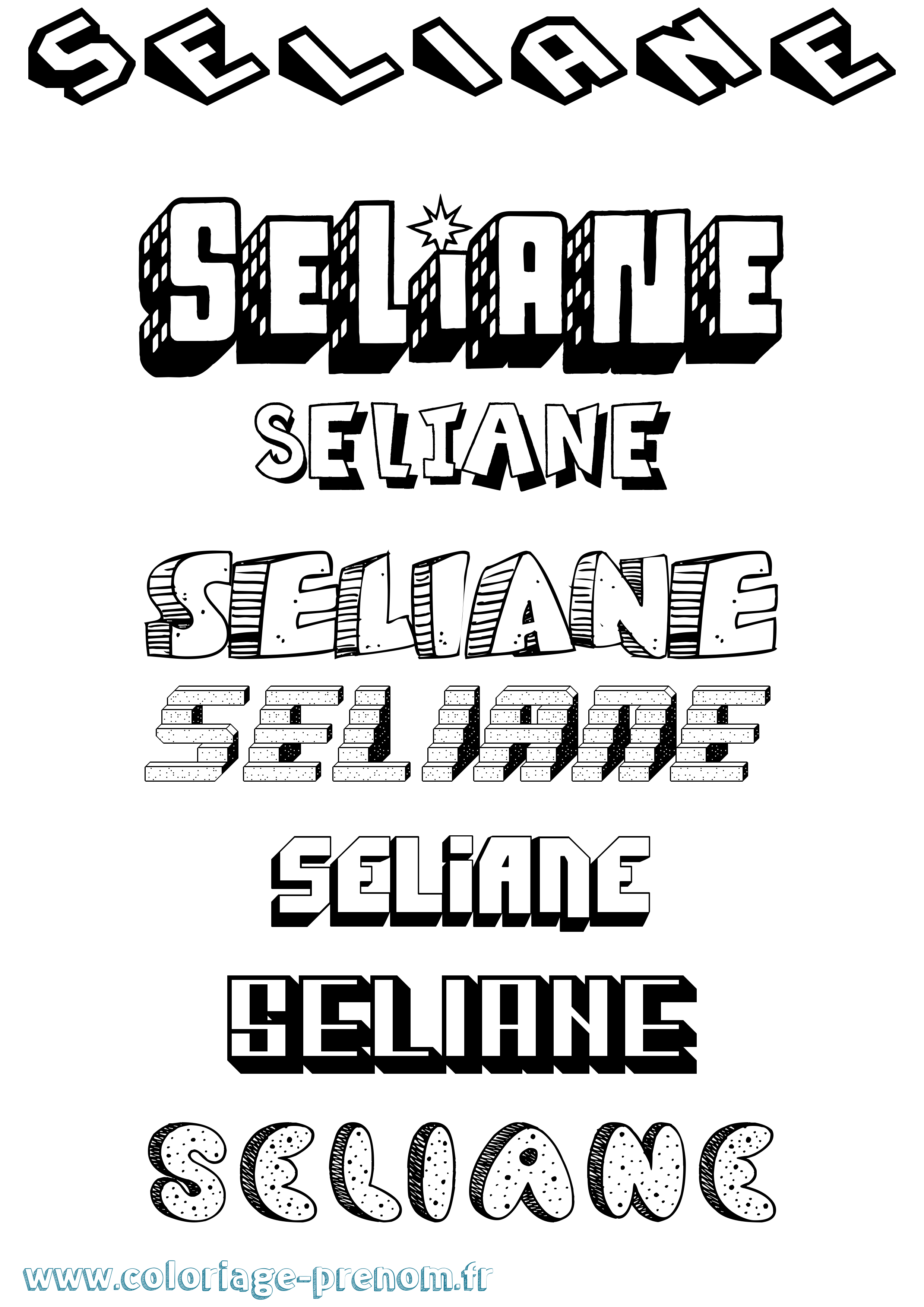 Coloriage Seliane Effet 3D Coloriage prénom Seliane Effet 3D