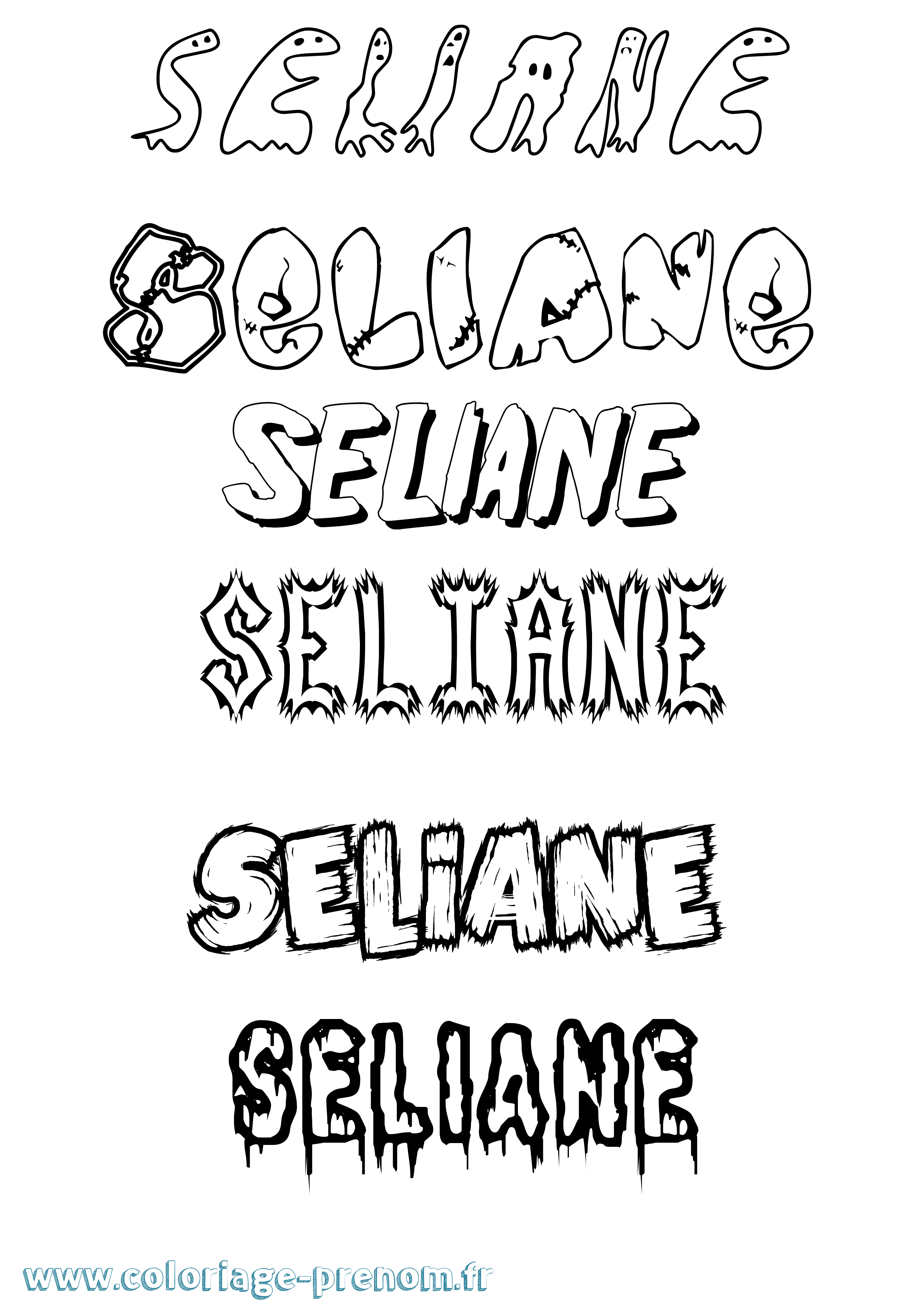 Coloriage Seliane Frisson Coloriage prénom Seliane Frisson