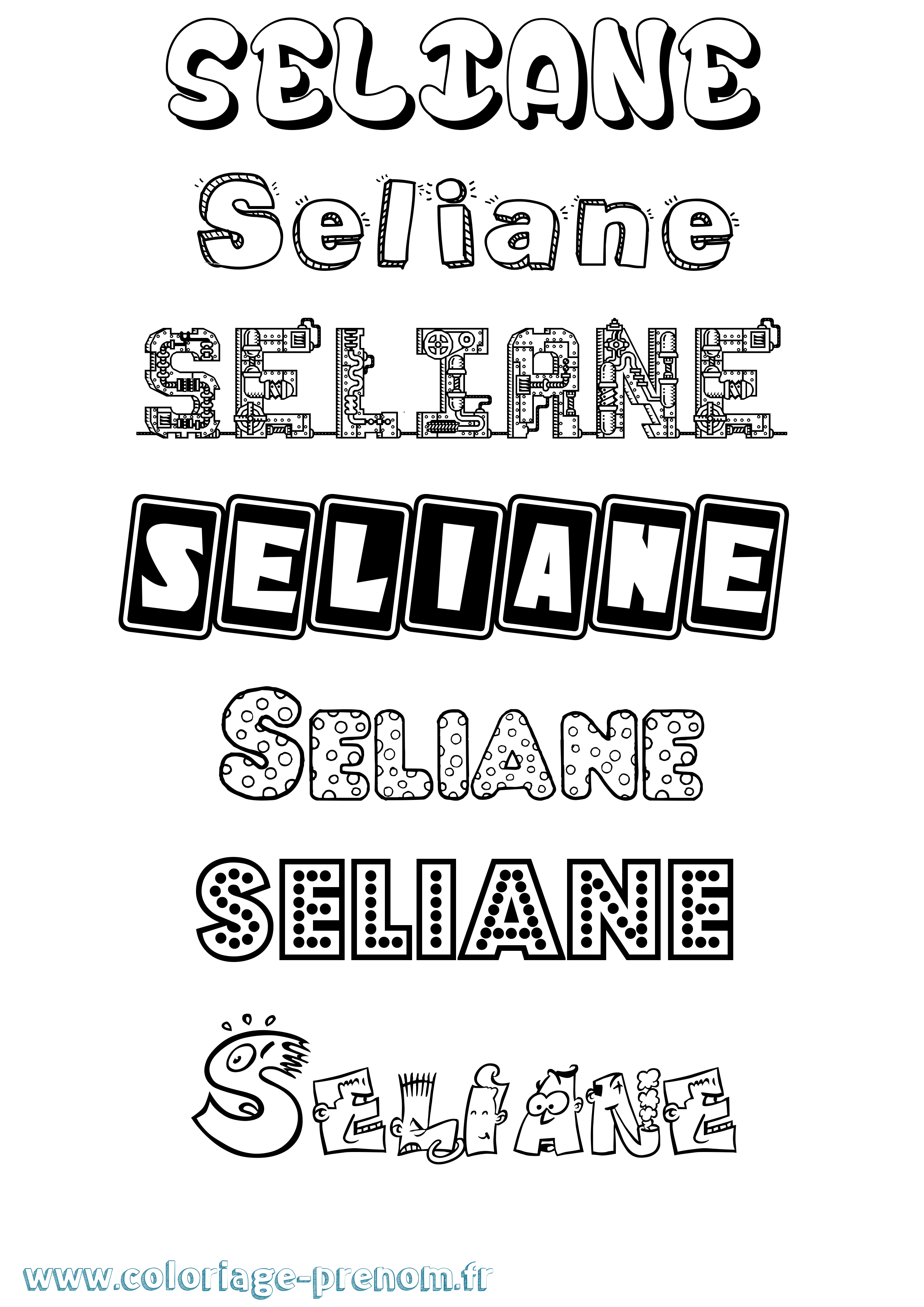 Coloriage Seliane Fun Coloriage prénom Seliane Fun