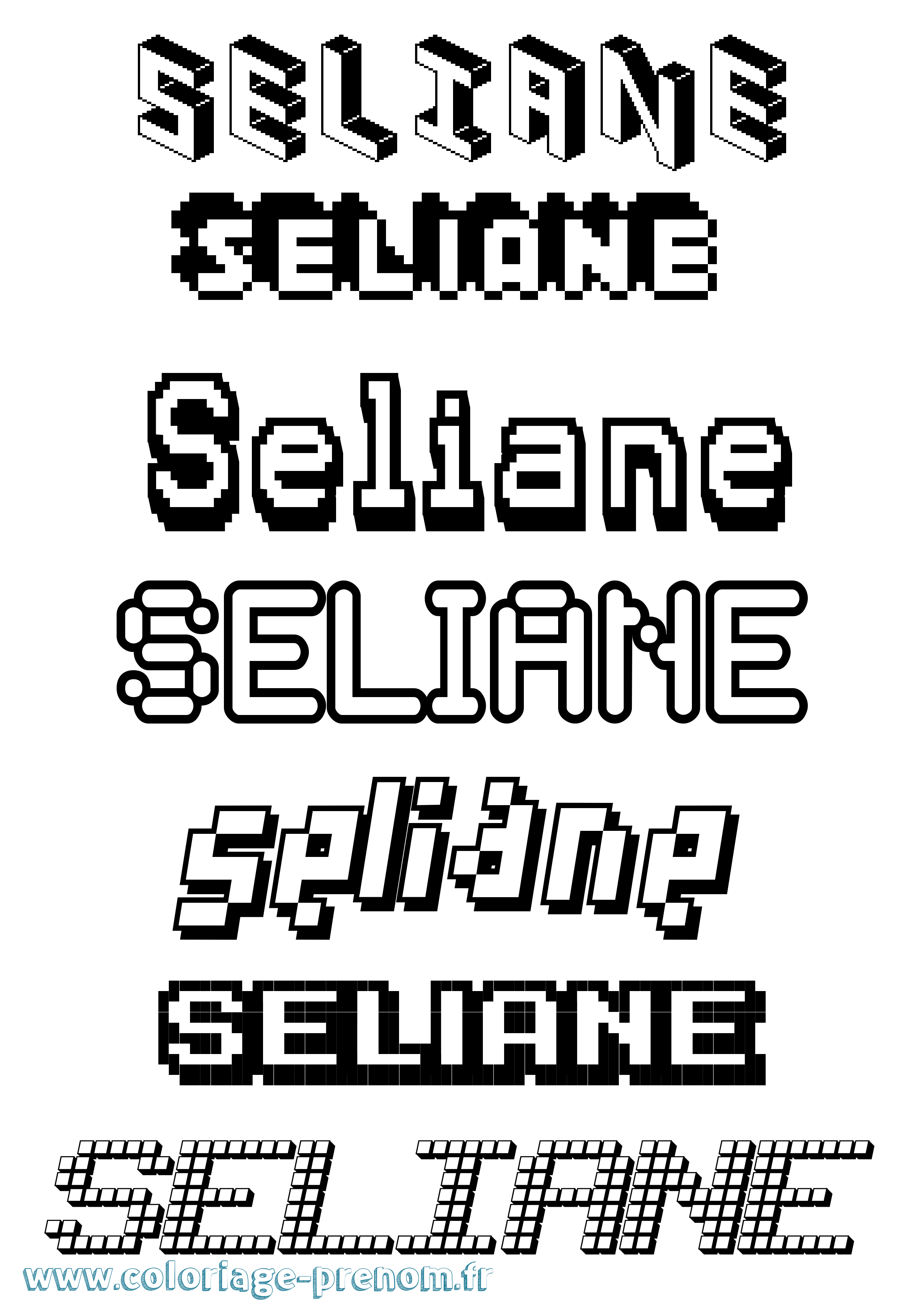Coloriage Seliane Pixel Coloriage prénom Seliane Pixel