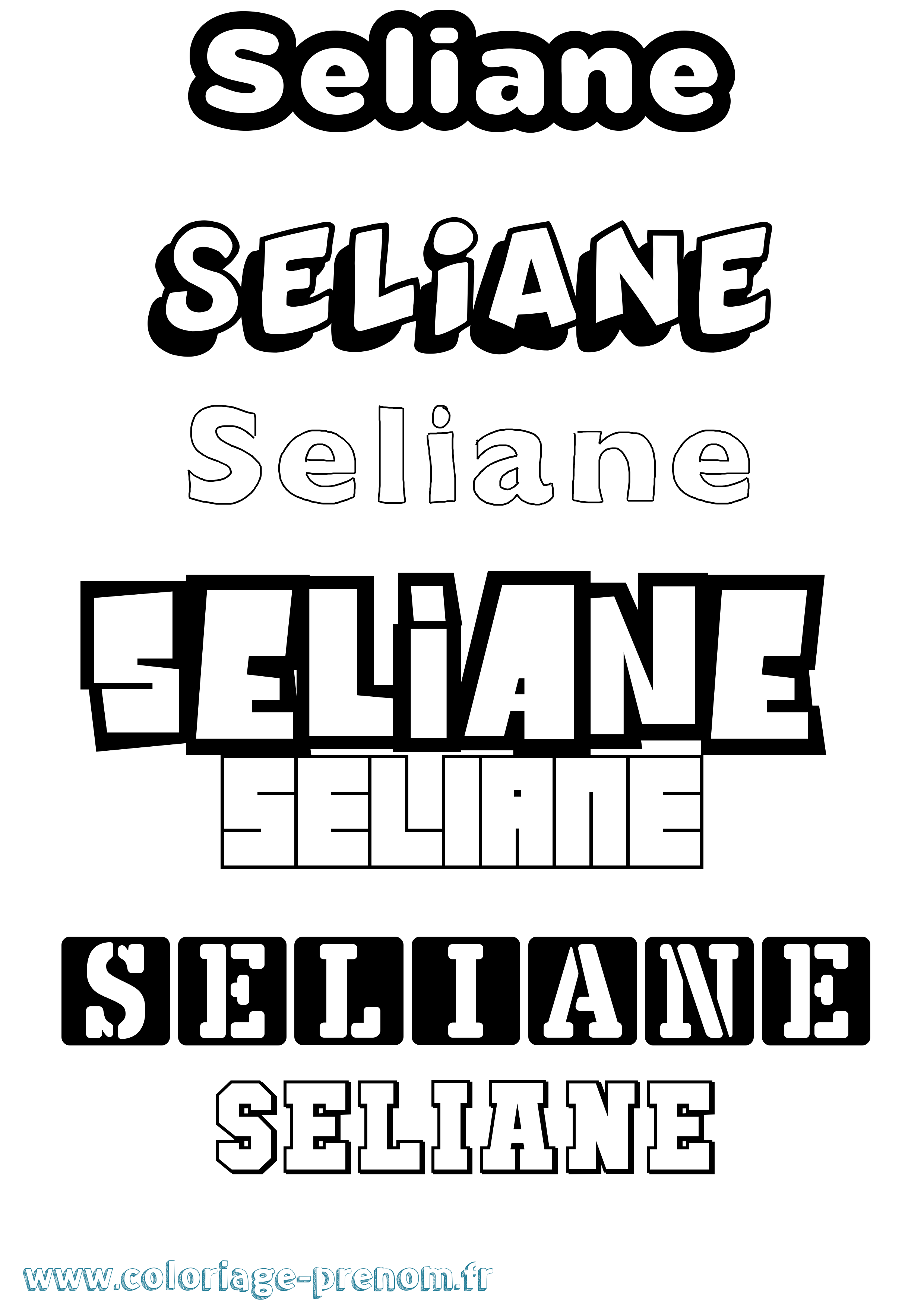 Coloriage Seliane Simple Coloriage prénom Seliane Simple