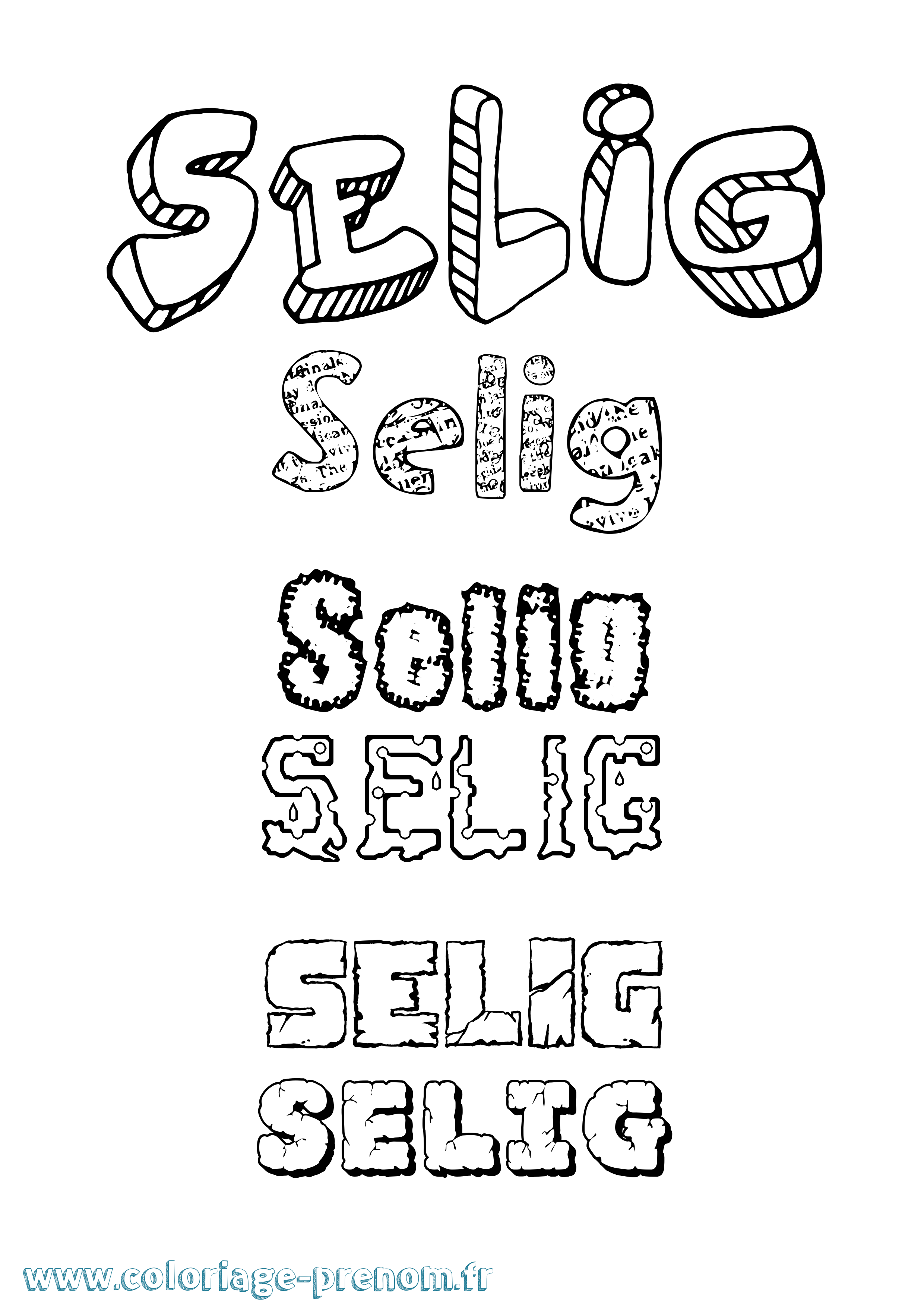 Coloriage Selig Destructuré Coloriage prénom Selig Destructuré
