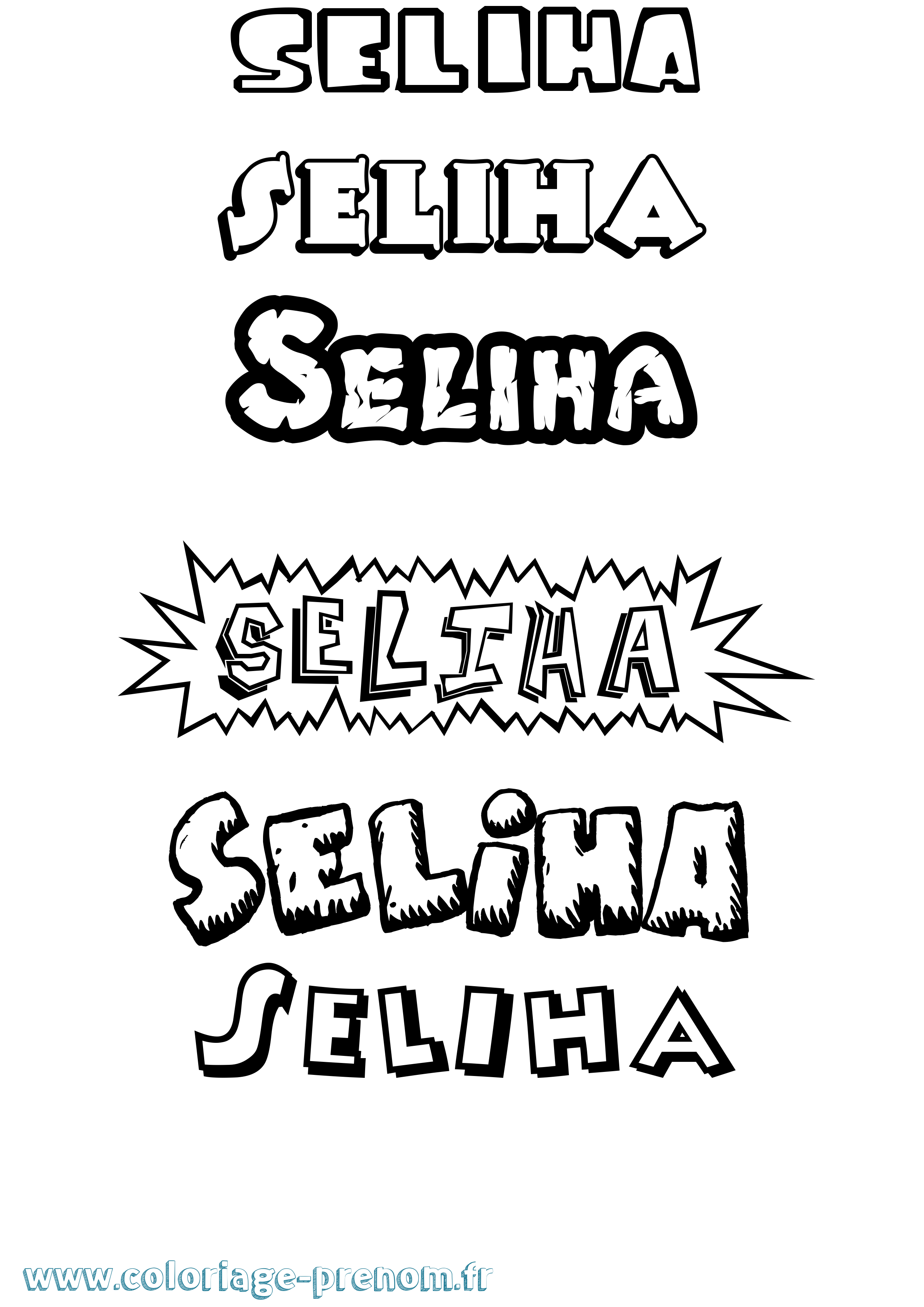 Coloriage Seliha Dessin Animé Coloriage prénom Seliha Dessin Animé