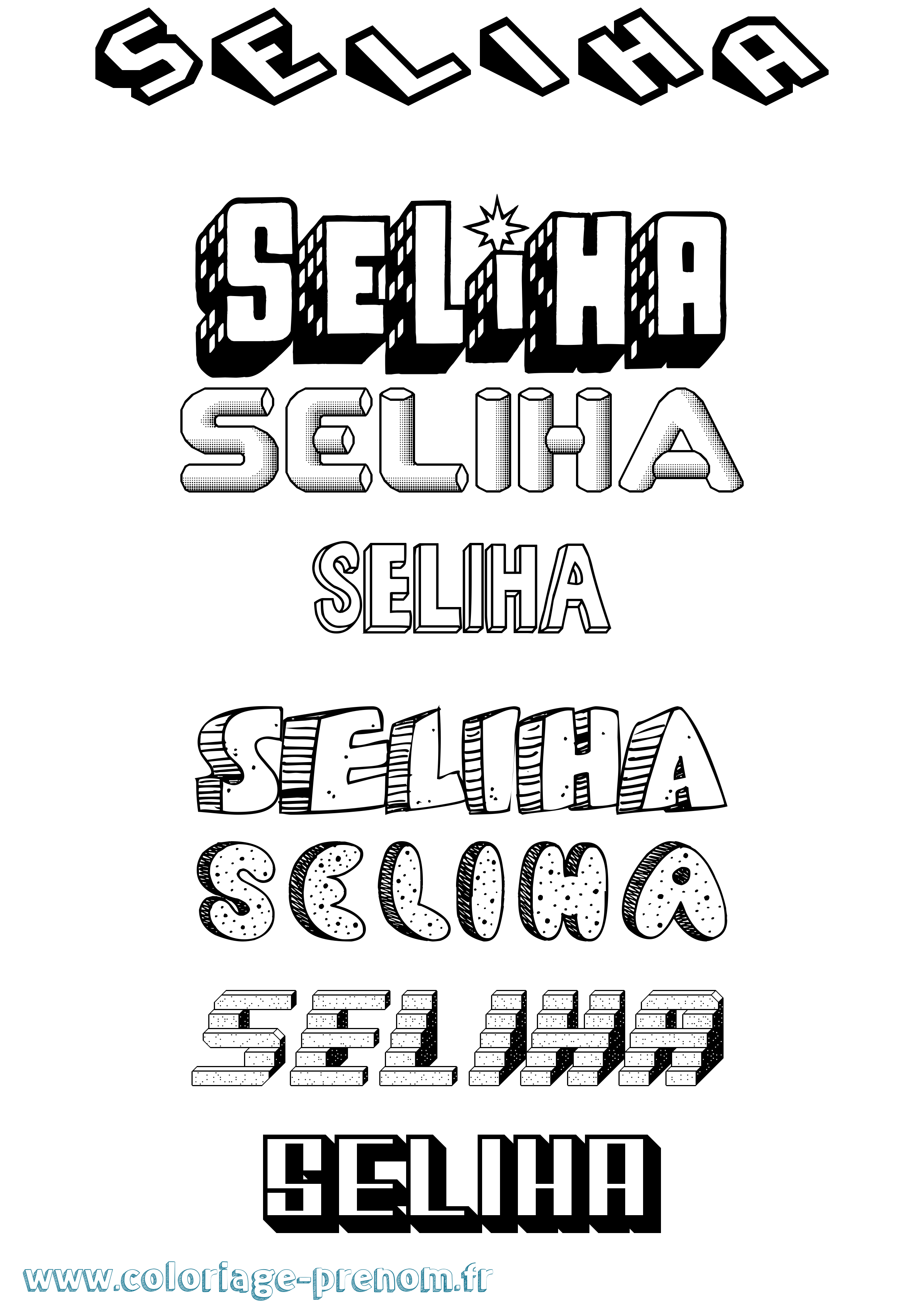 Coloriage Seliha Effet 3D Coloriage prénom Seliha Effet 3D