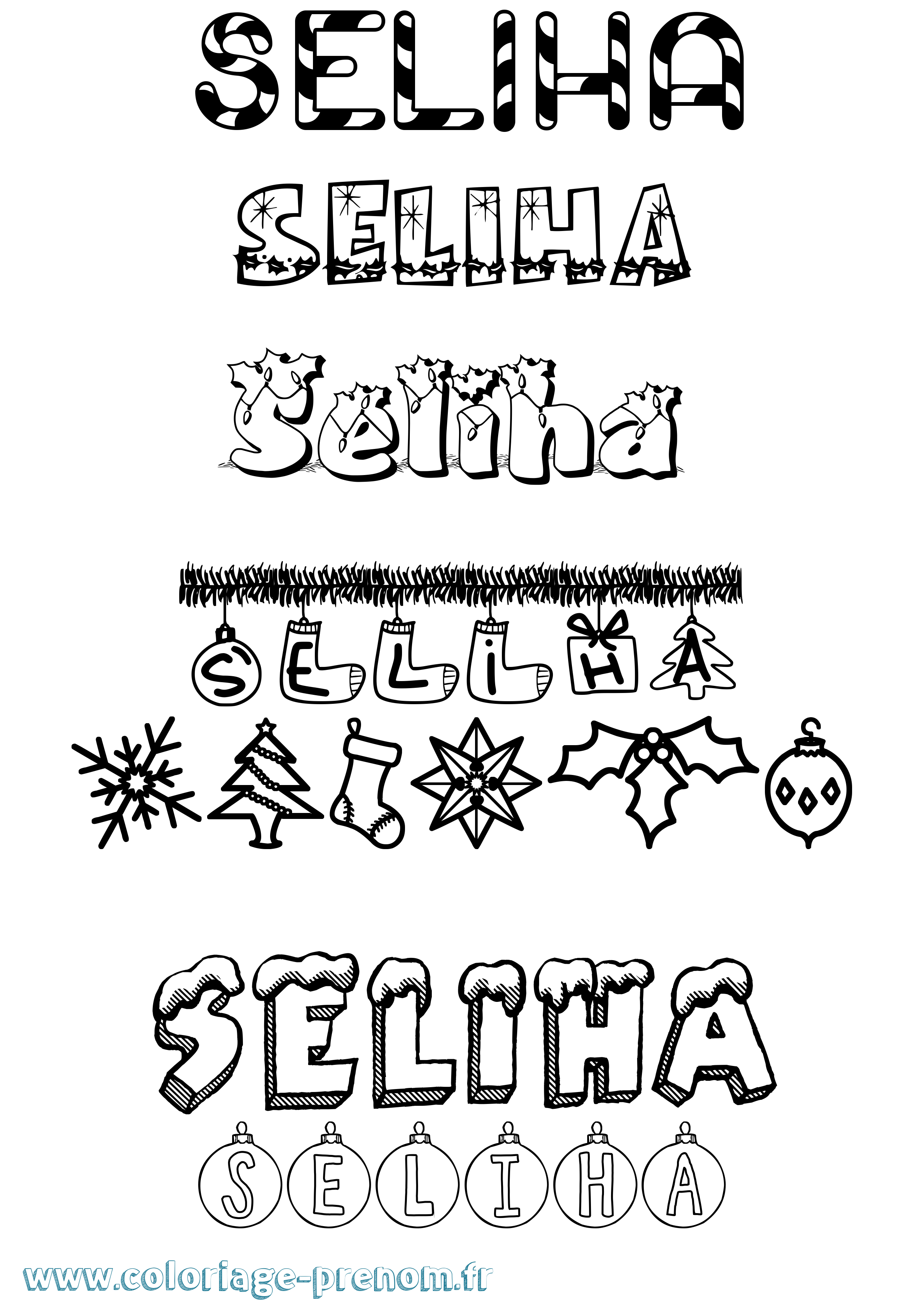 Coloriage Seliha Noël Coloriage prénom Seliha Noël
