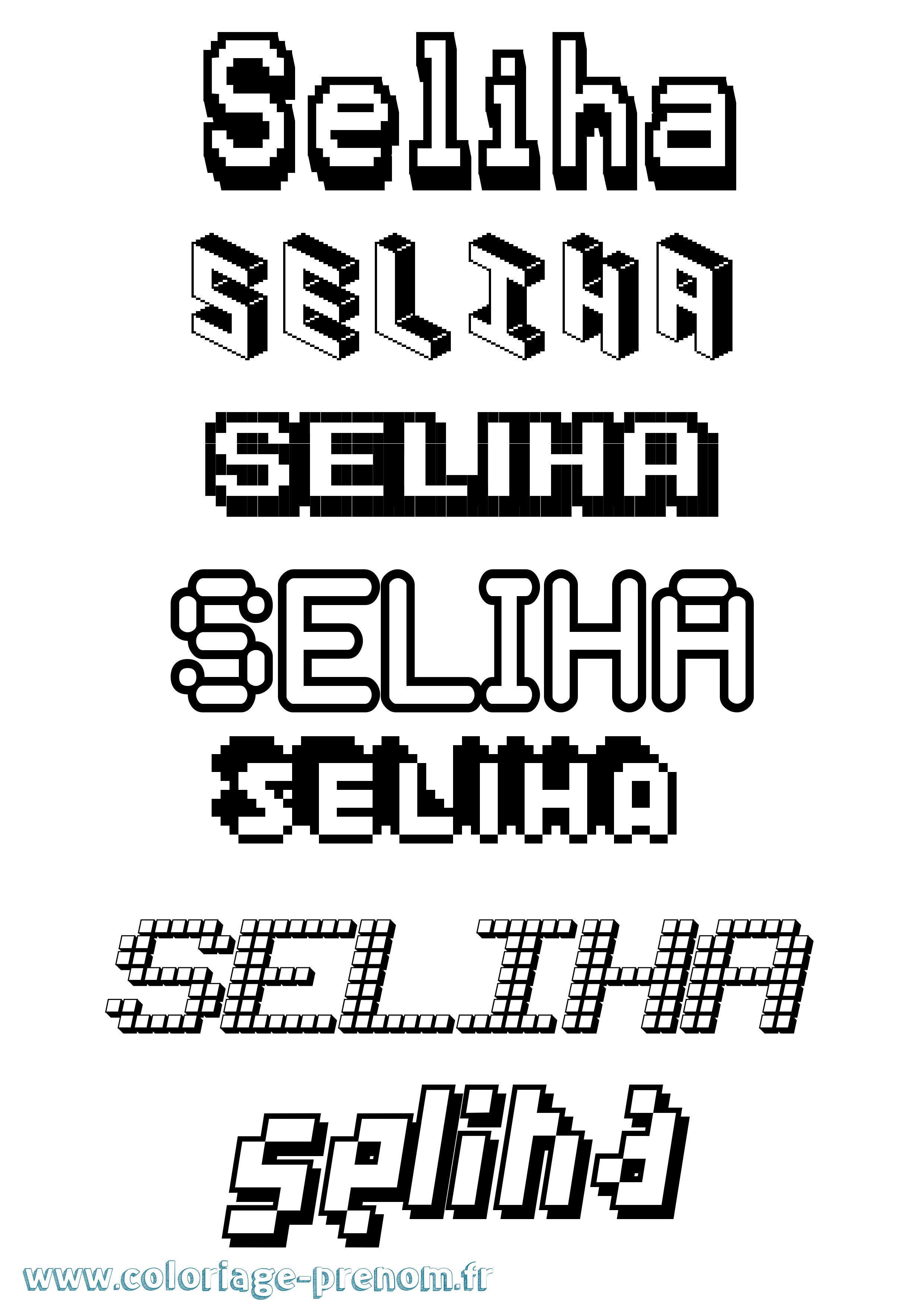 Coloriage Seliha Pixel Coloriage prénom Seliha Pixel