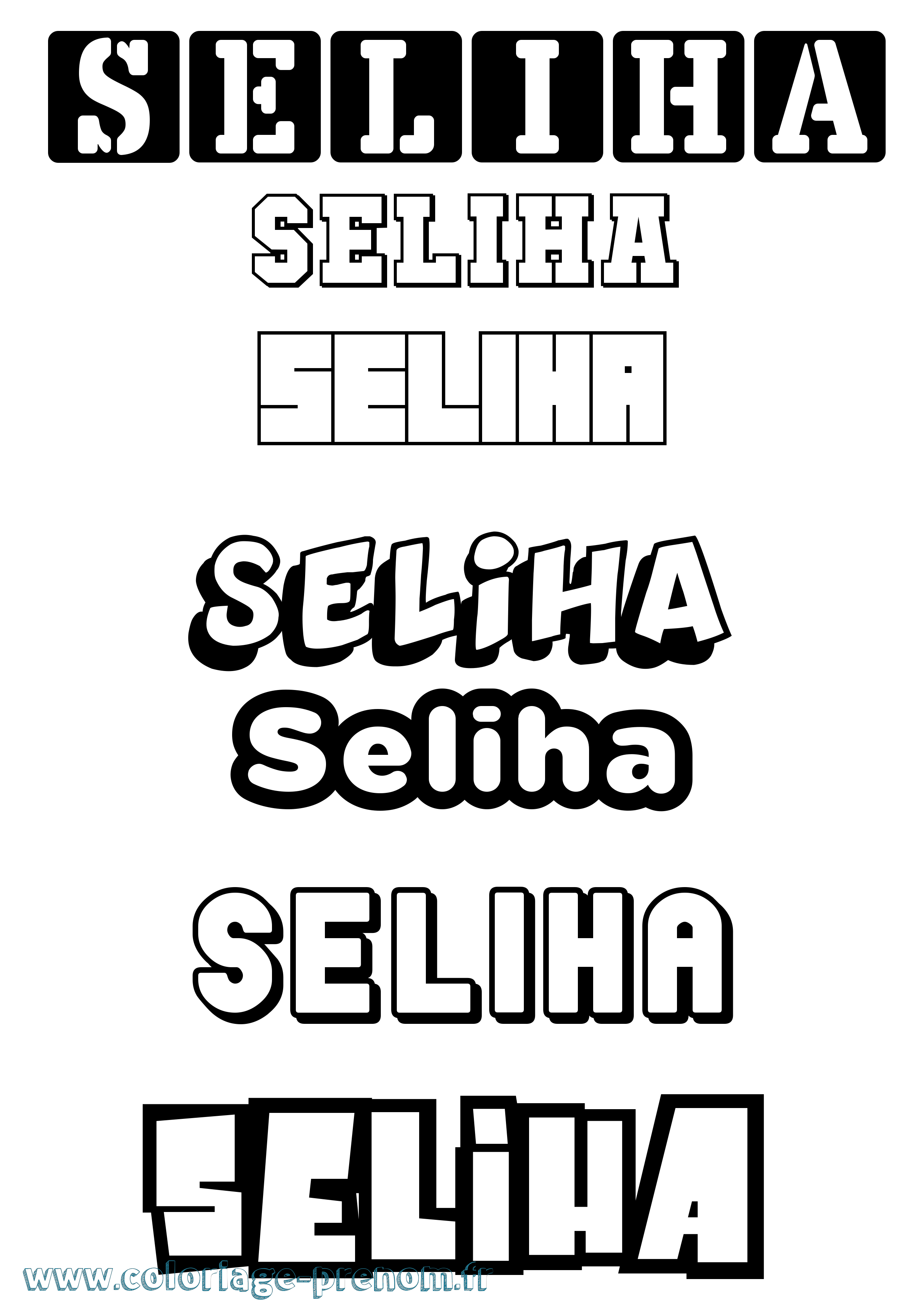 Coloriage Seliha Simple Coloriage prénom Seliha Simple