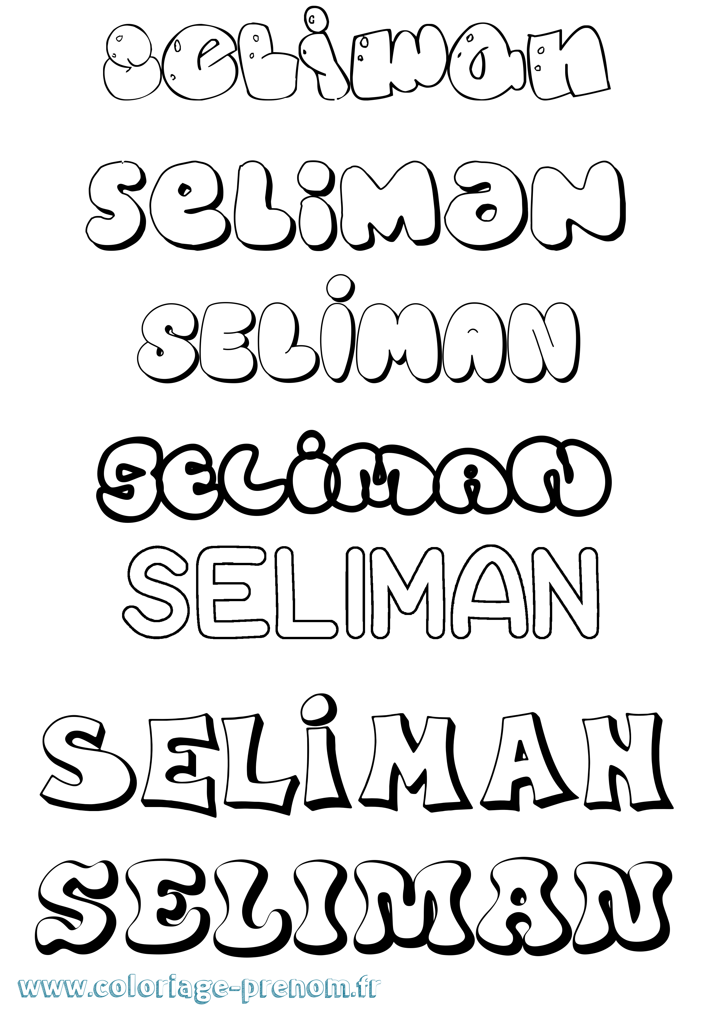 Coloriage Seliman Bubble Coloriage prénom Seliman Bubble