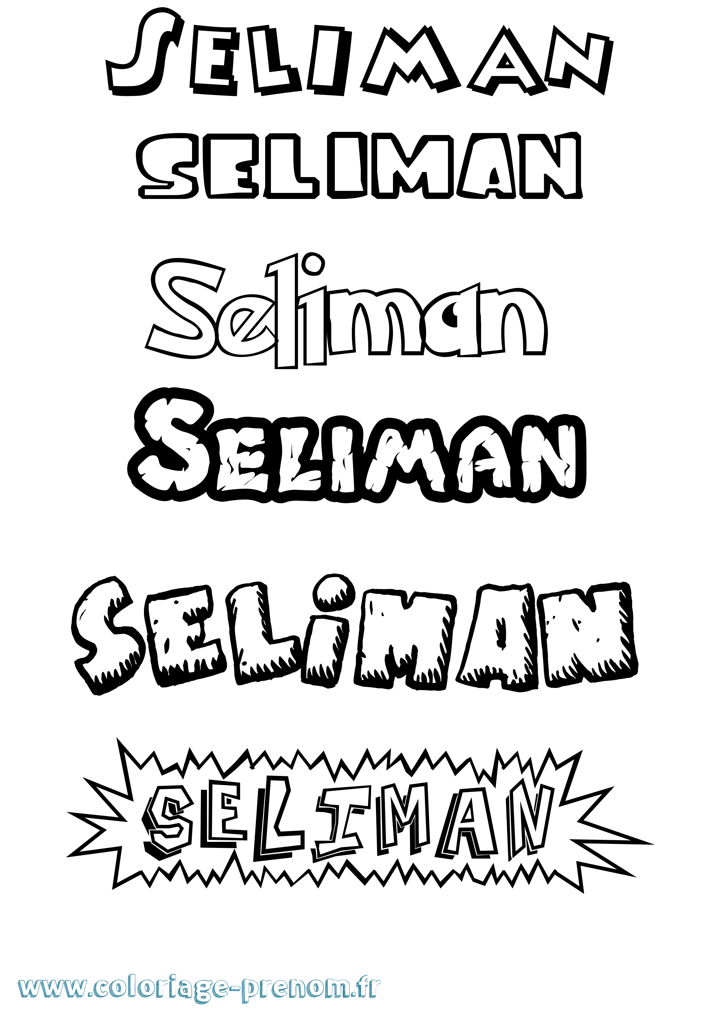 Coloriage Seliman Dessin Animé Coloriage prénom Seliman Dessin Animé