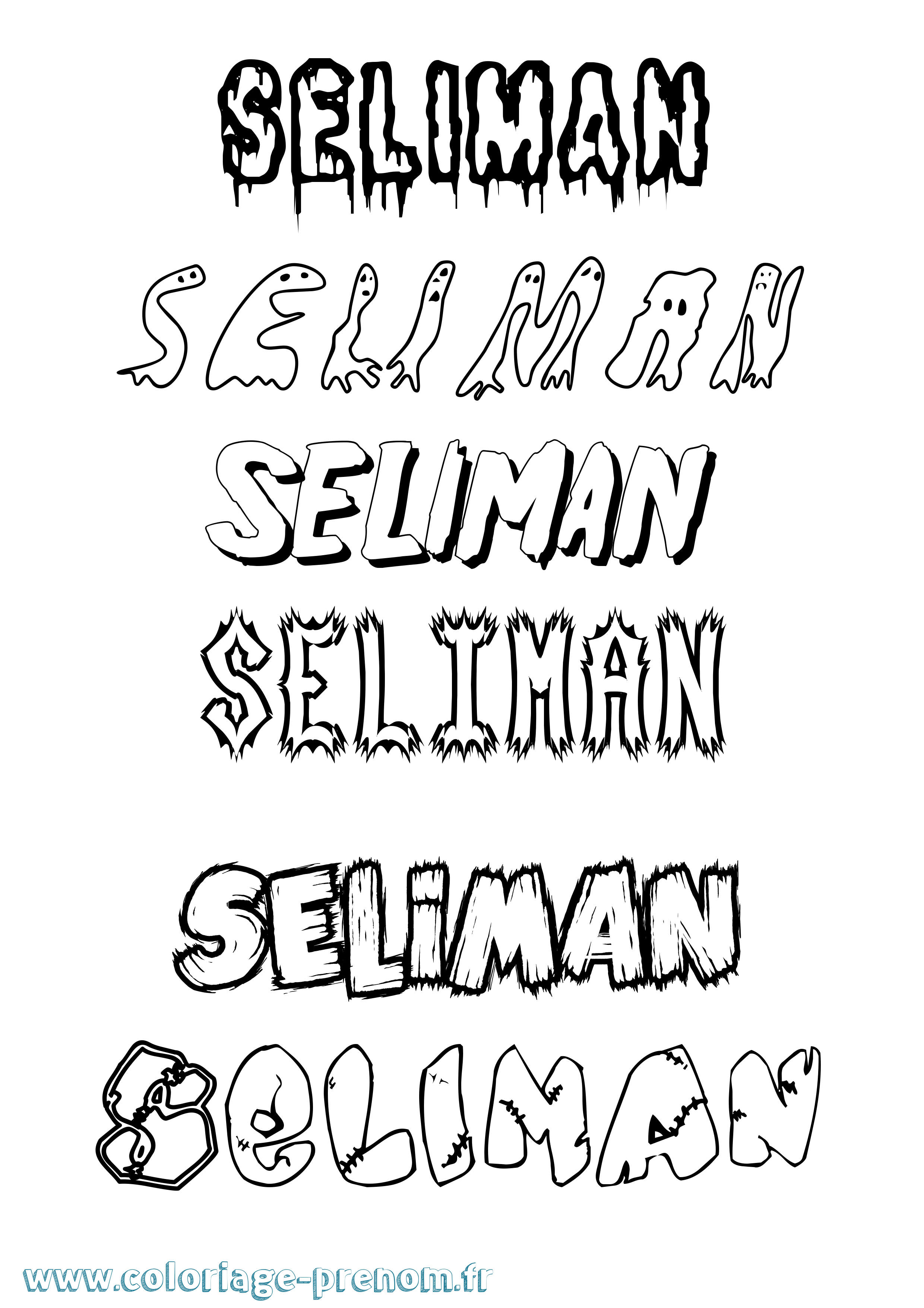 Coloriage Seliman Frisson Coloriage prénom Seliman Frisson
