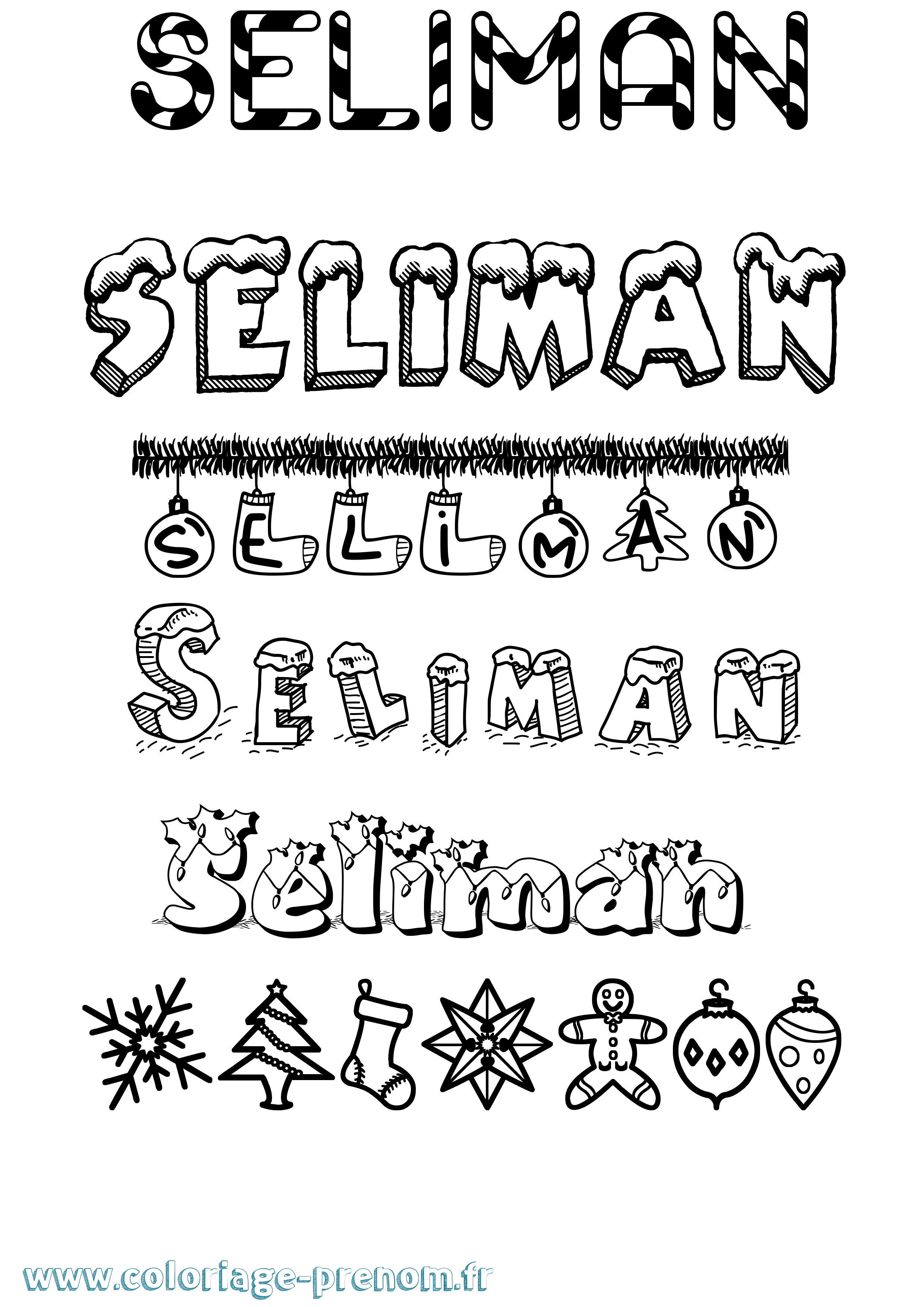 Coloriage Seliman Noël Coloriage prénom Seliman Noël