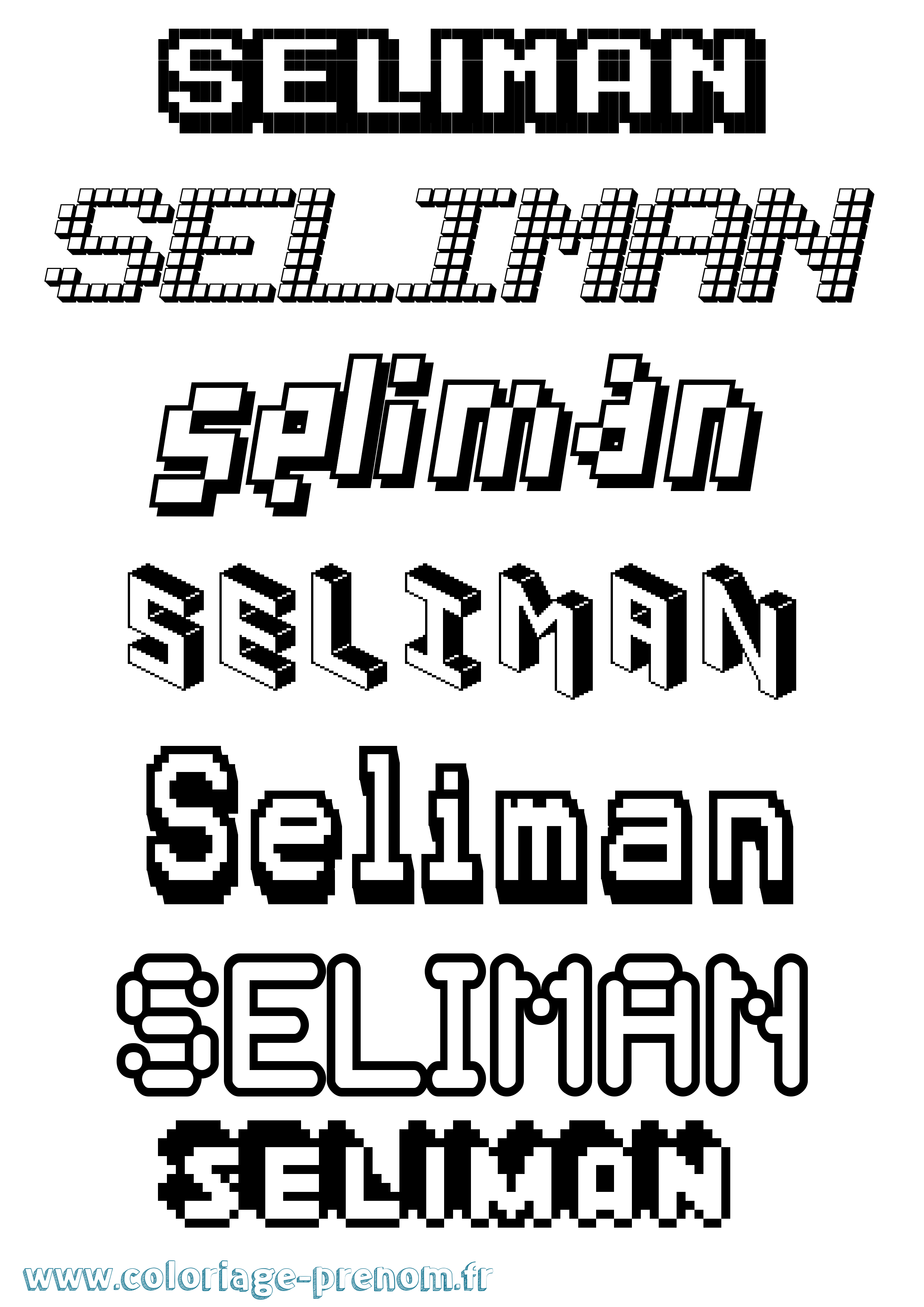 Coloriage Seliman Pixel Coloriage prénom Seliman Pixel