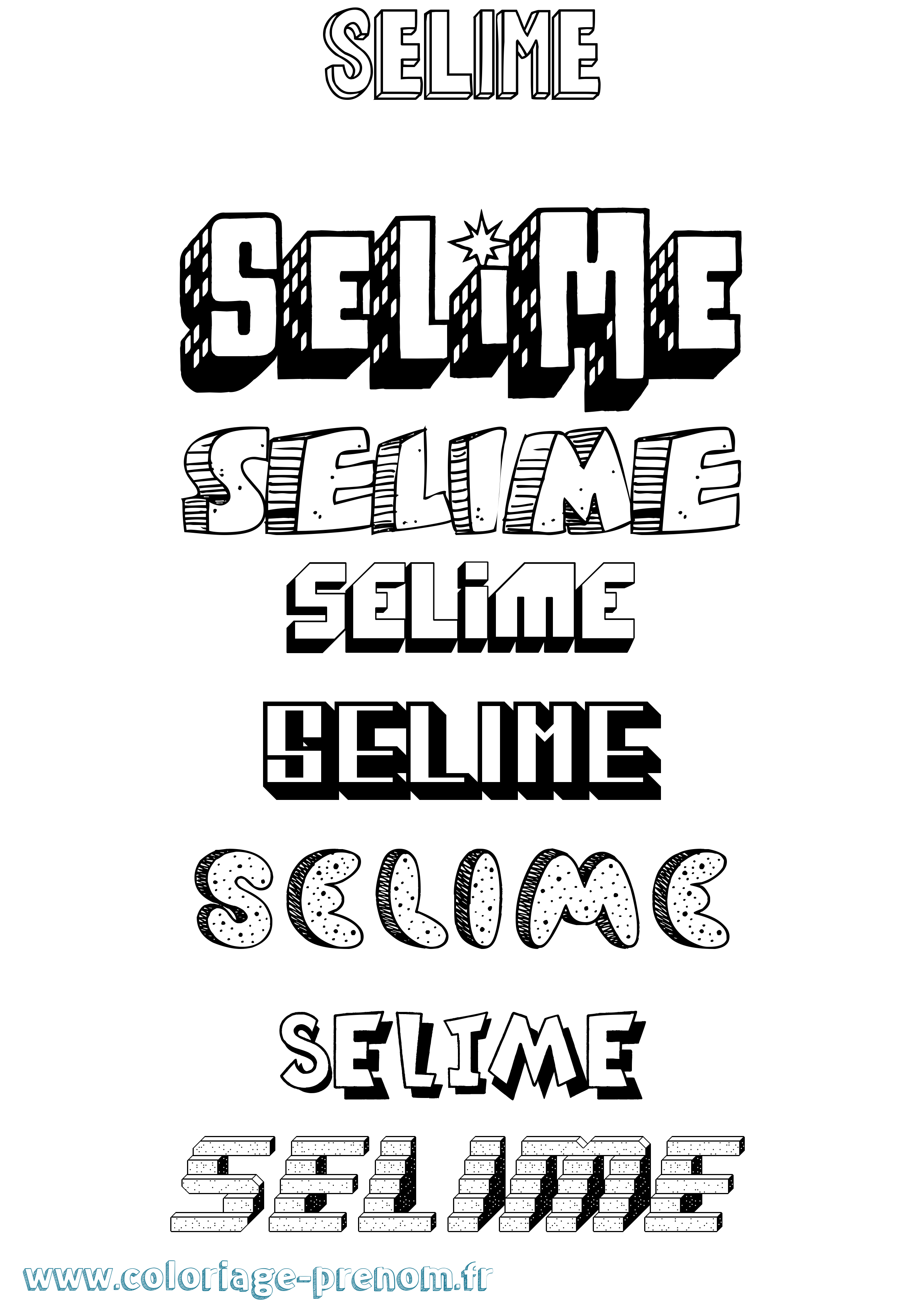 Coloriage Selime Effet 3D Coloriage prénom Selime Effet 3D