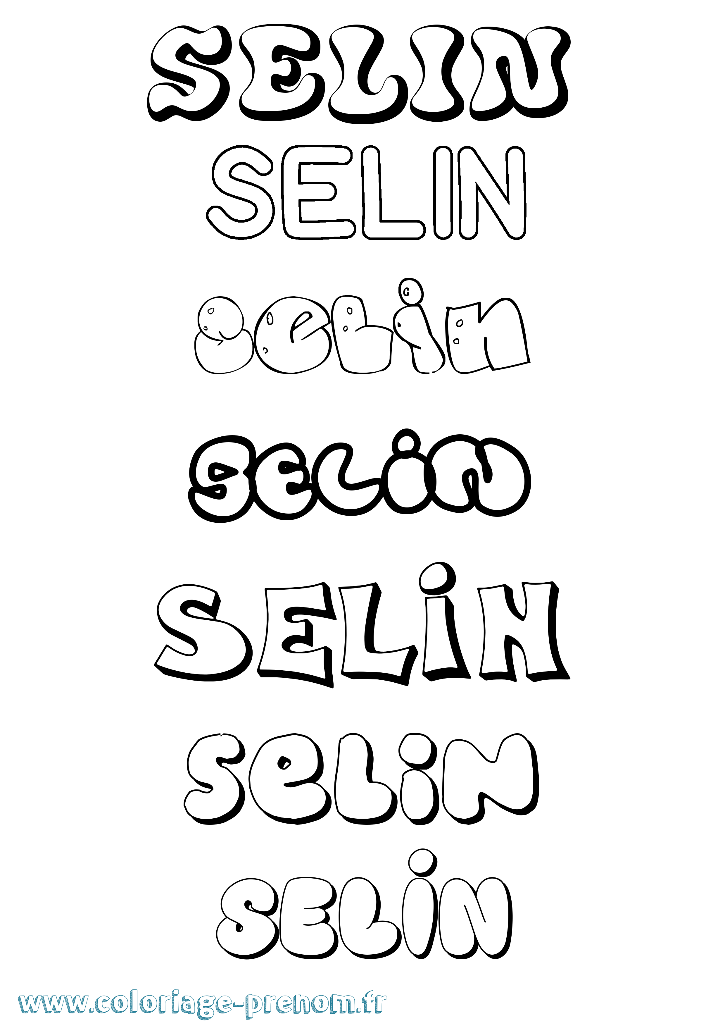 Coloriage Selin Bubble Coloriage prénom Selin Bubble