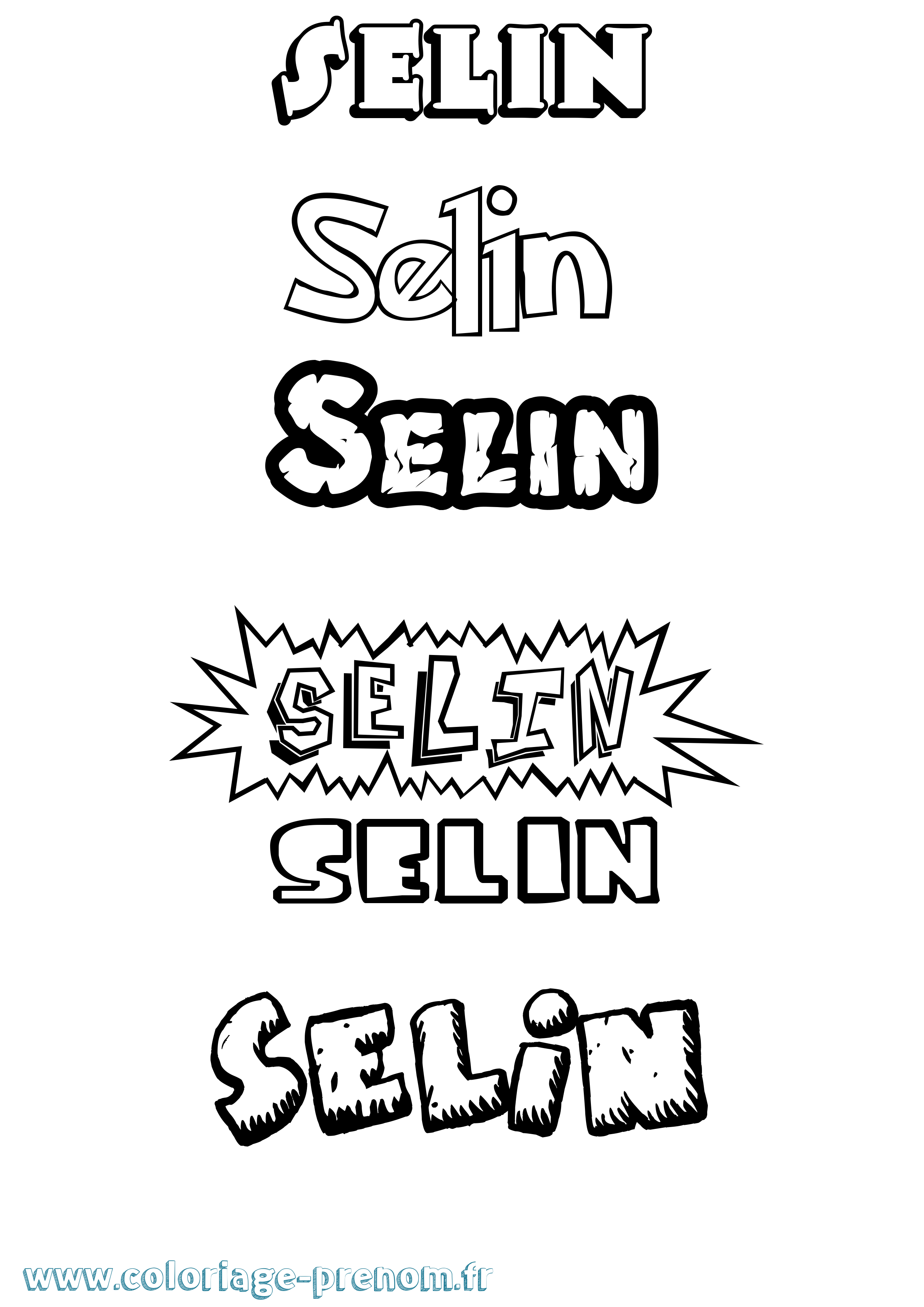 Coloriage Selin Dessin Animé Coloriage prénom Selin Dessin Animé