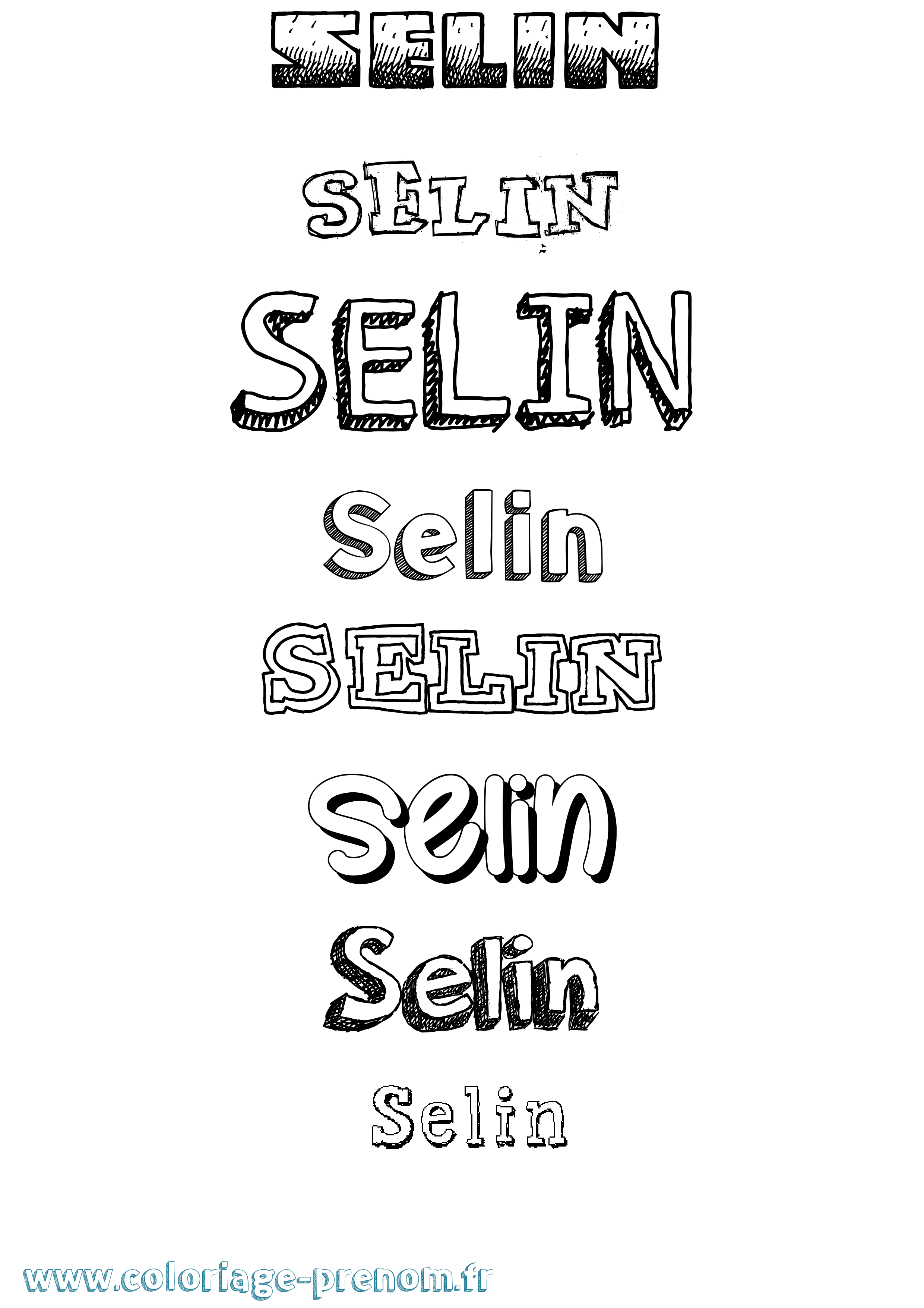 Coloriage Selin Dessiné Coloriage prénom Selin Dessiné