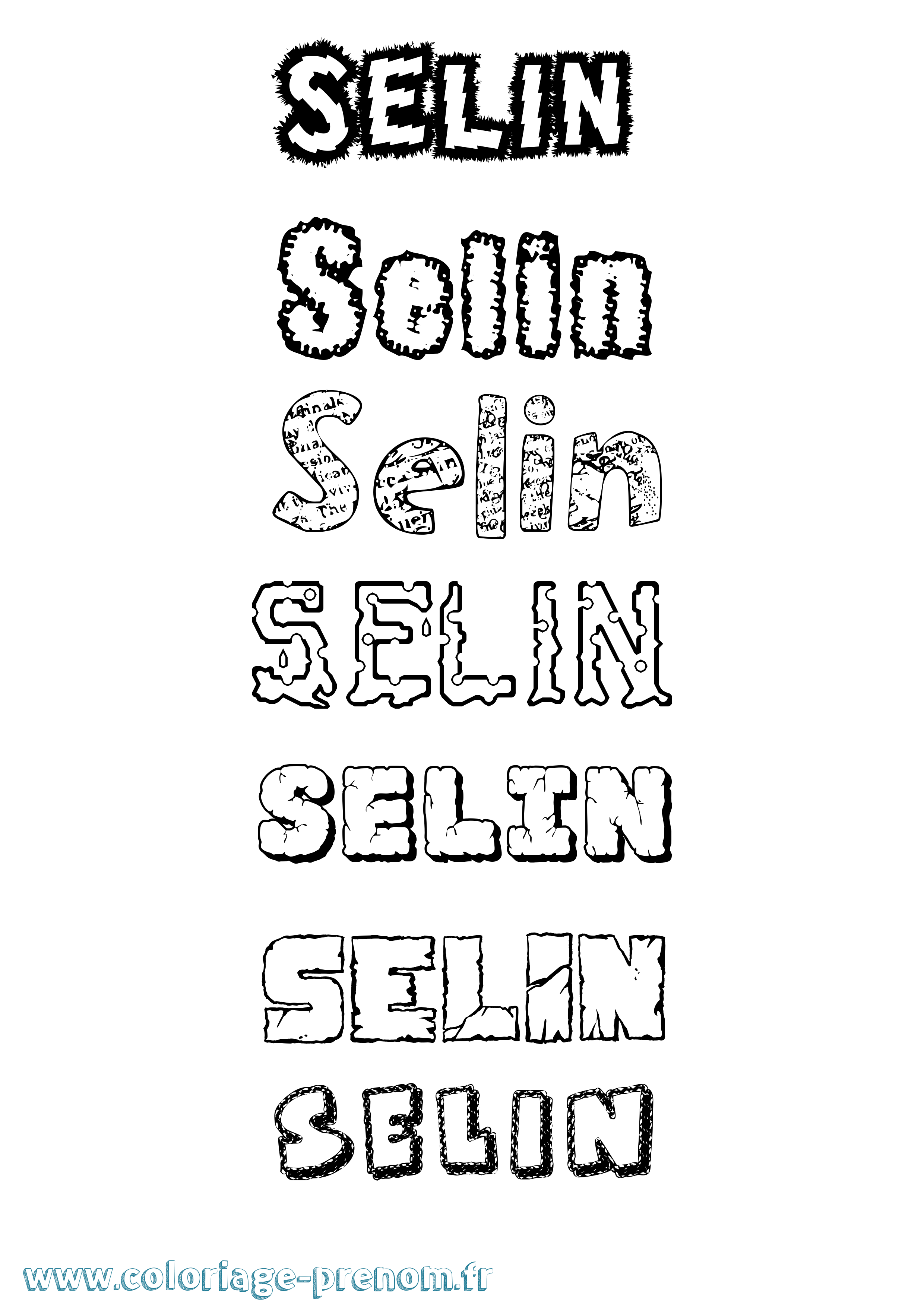 Coloriage Selin Destructuré Coloriage prénom Selin Destructuré