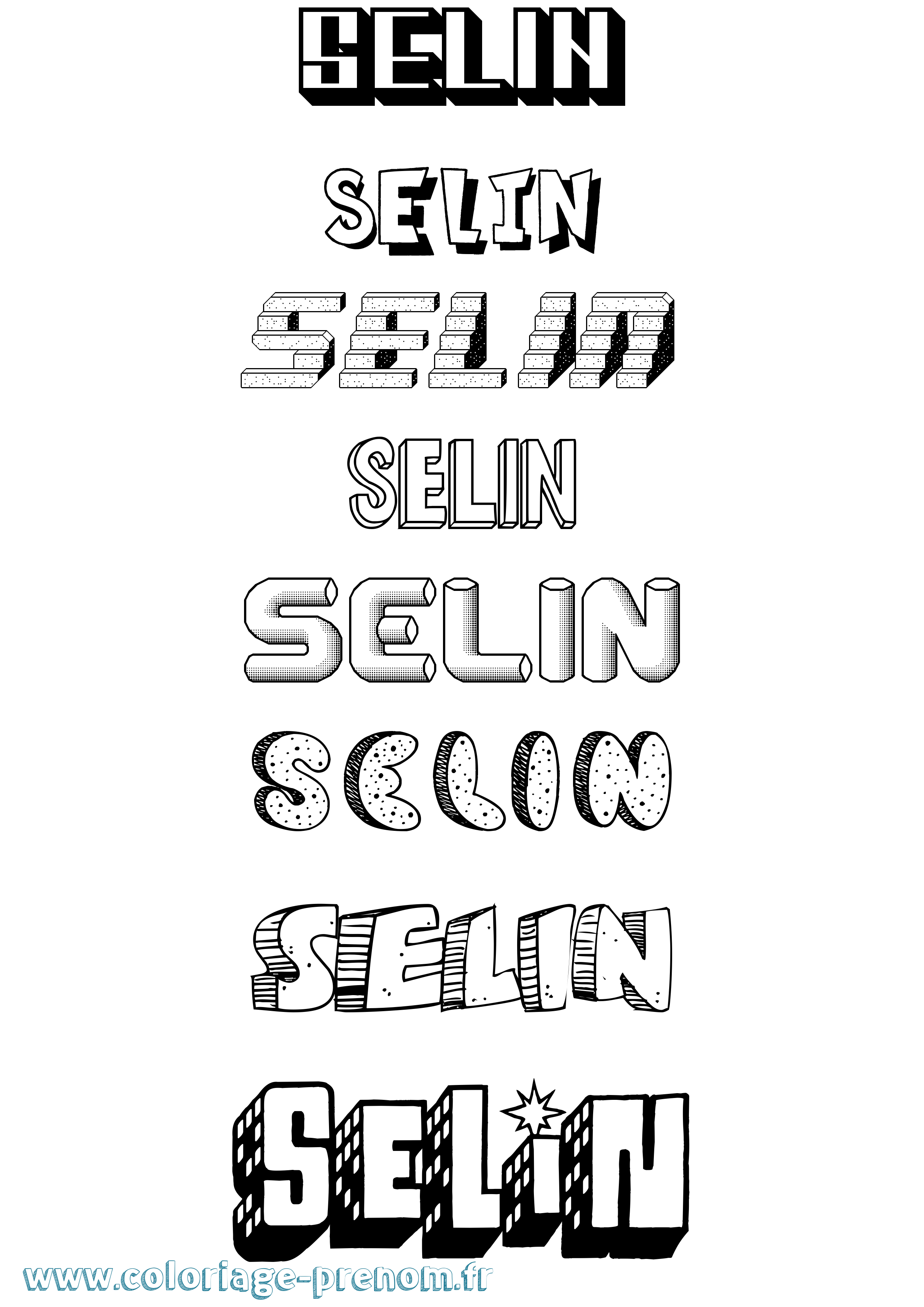 Coloriage Selin Effet 3D Coloriage prénom Selin Effet 3D