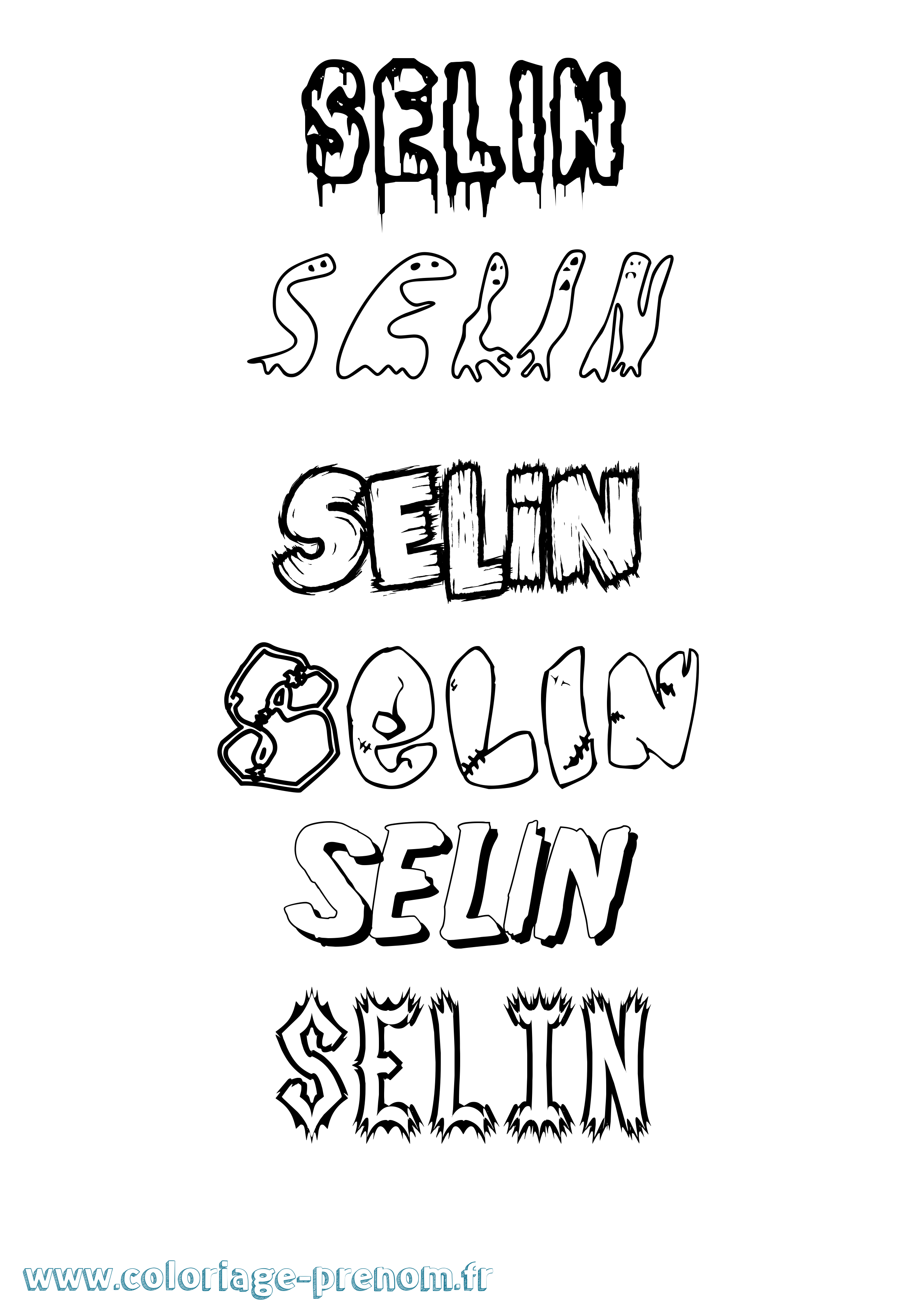 Coloriage Selin Frisson Coloriage prénom Selin Frisson