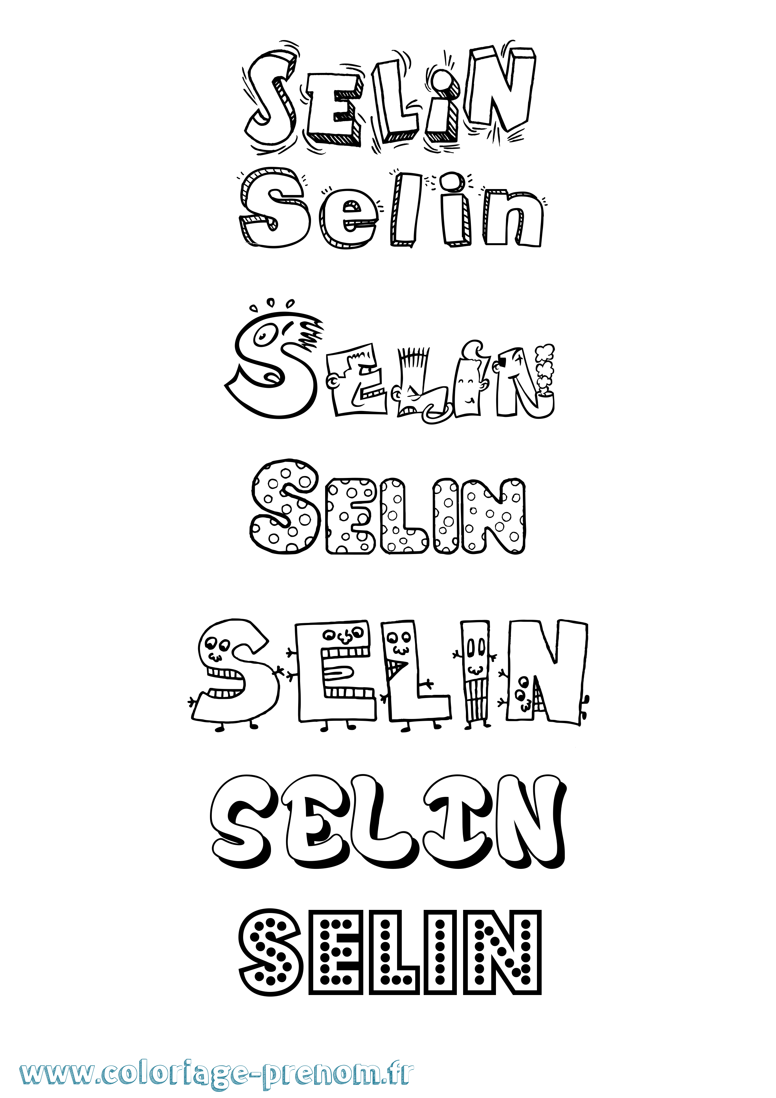 Coloriage Selin Fun Coloriage prénom Selin Fun