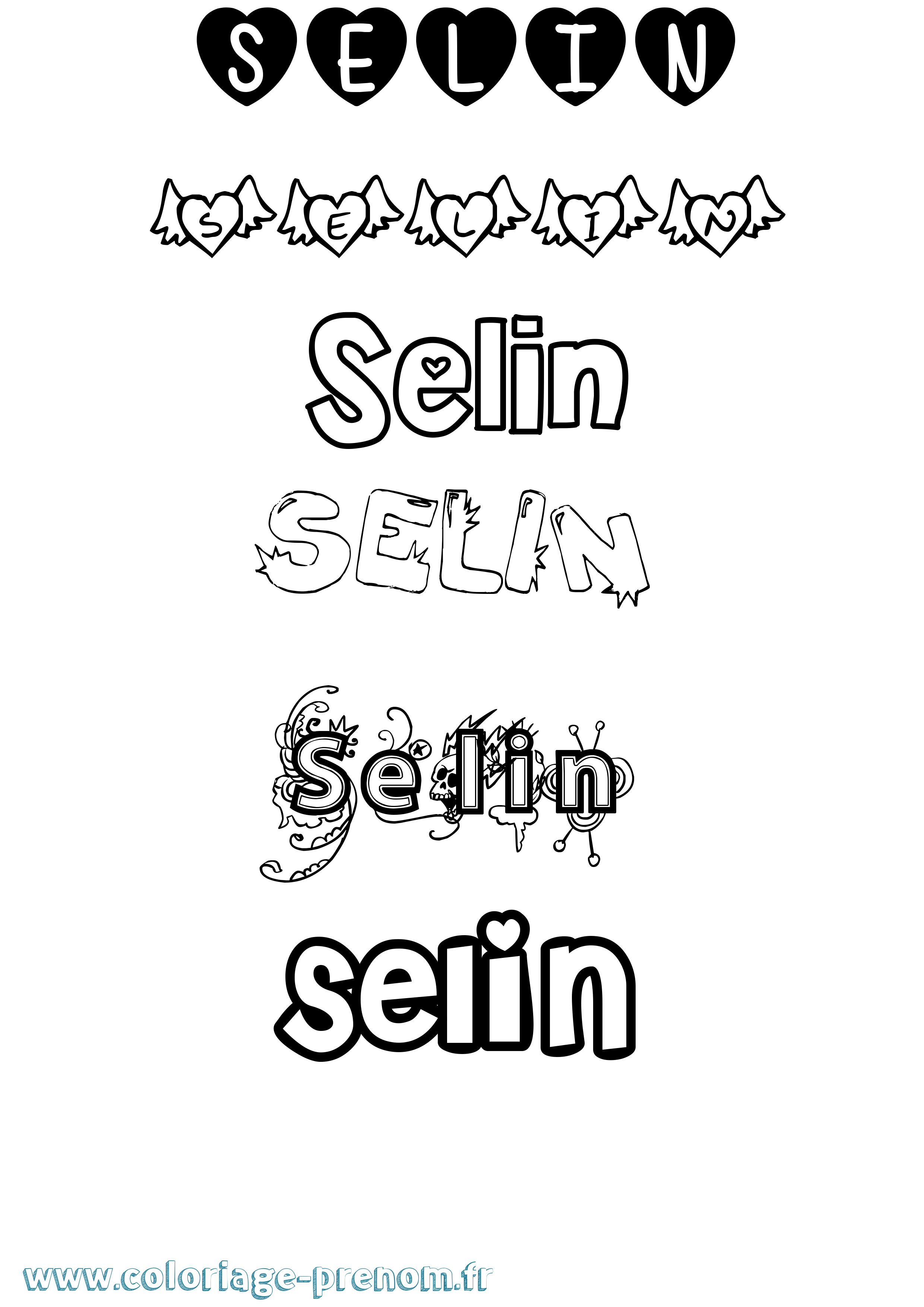 Coloriage Selin Girly Coloriage prénom Selin Girly