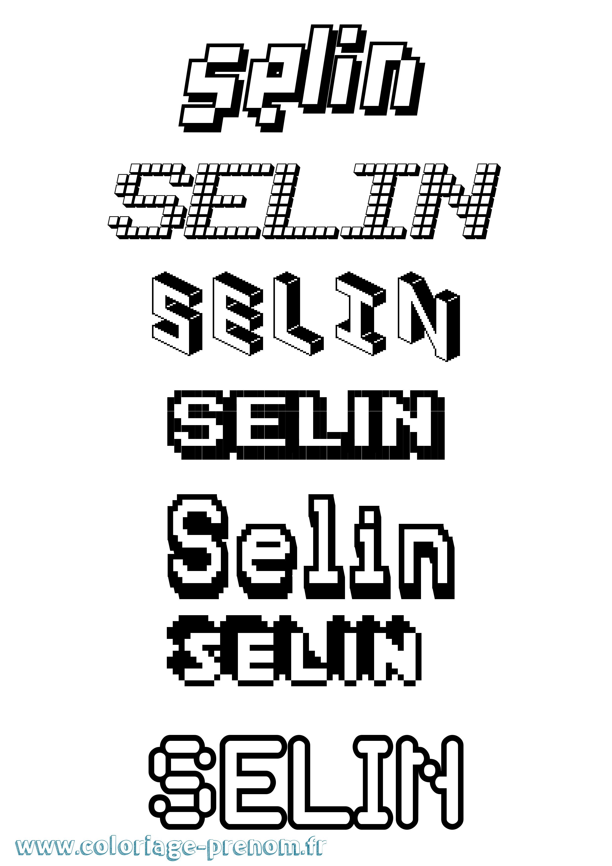 Coloriage Selin Pixel Coloriage prénom Selin Pixel