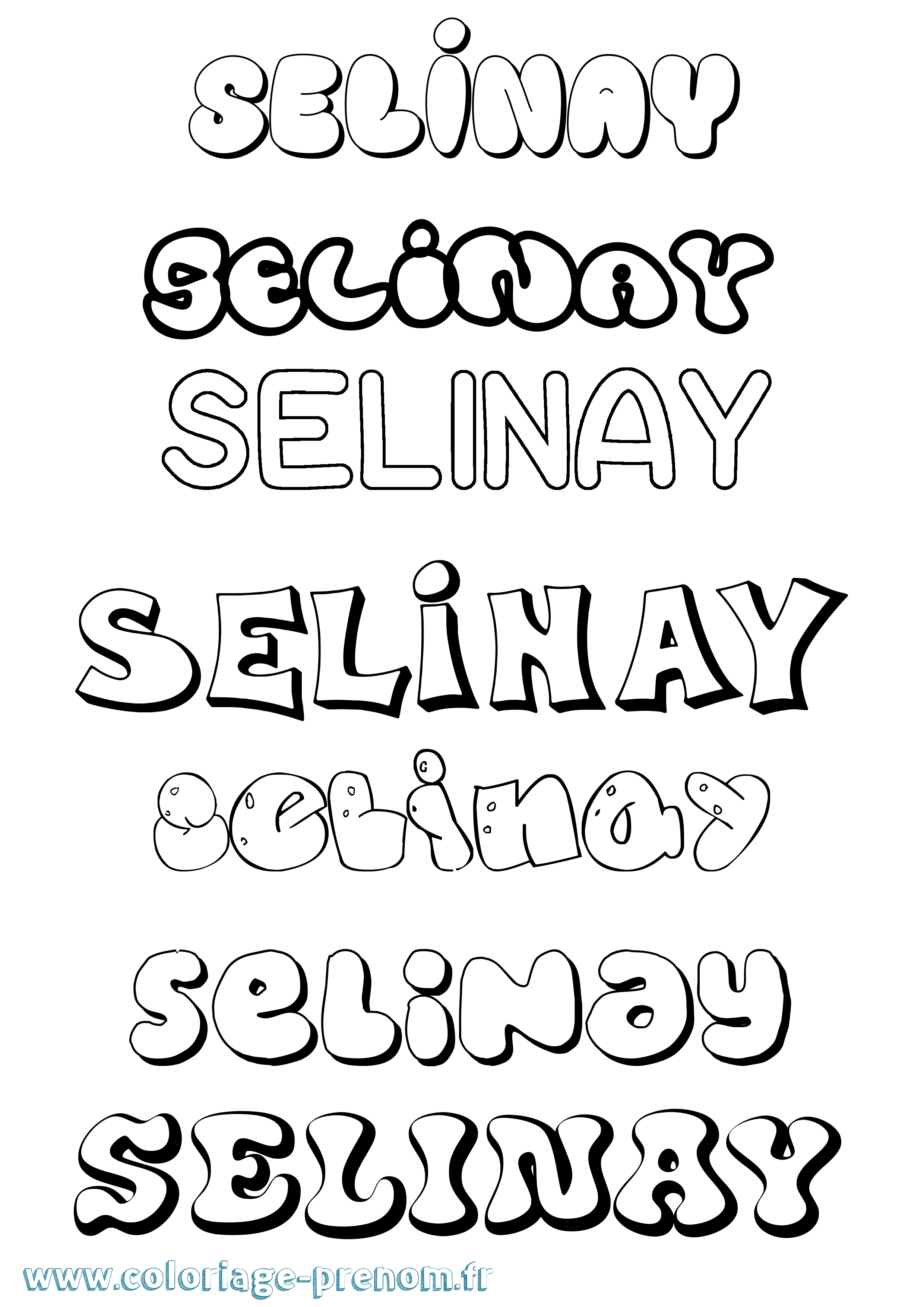 Coloriage Selinay Bubble Coloriage prénom Selinay Bubble
