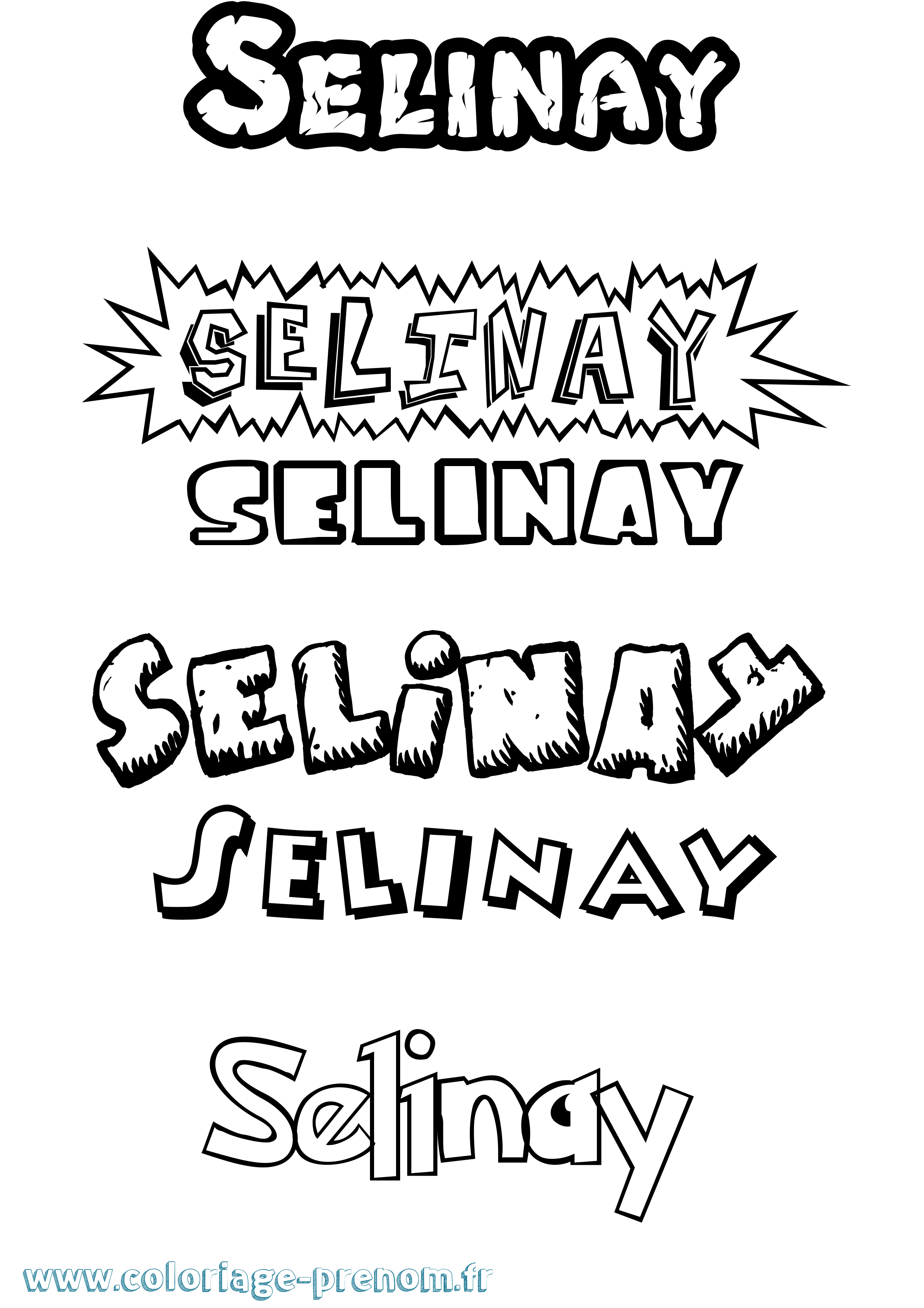 Coloriage Selinay Dessin Animé Coloriage prénom Selinay Dessin Animé