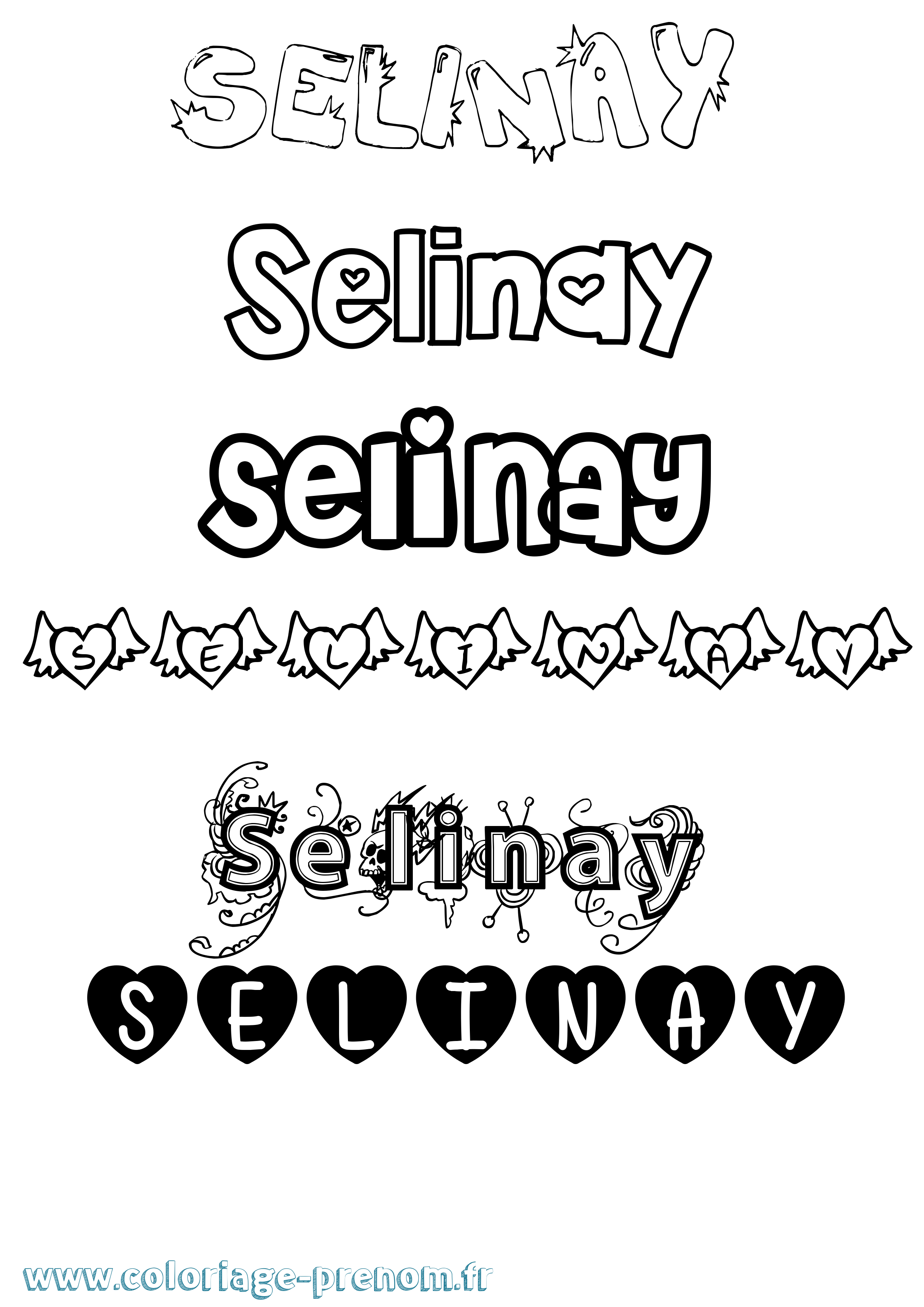 Coloriage Selinay Girly Coloriage prénom Selinay Girly