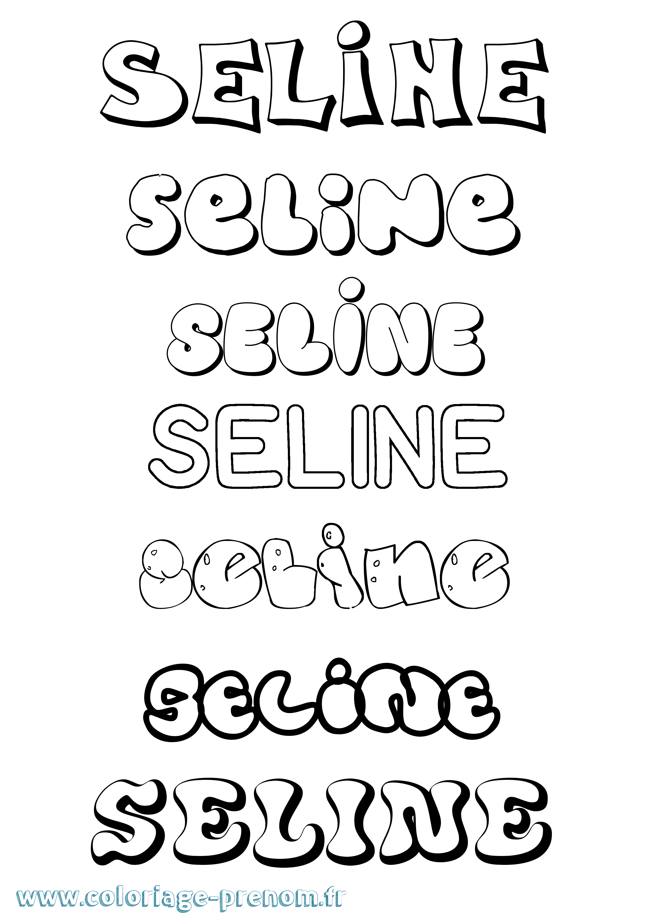 Coloriage Seline Bubble Coloriage prénom Seline Bubble