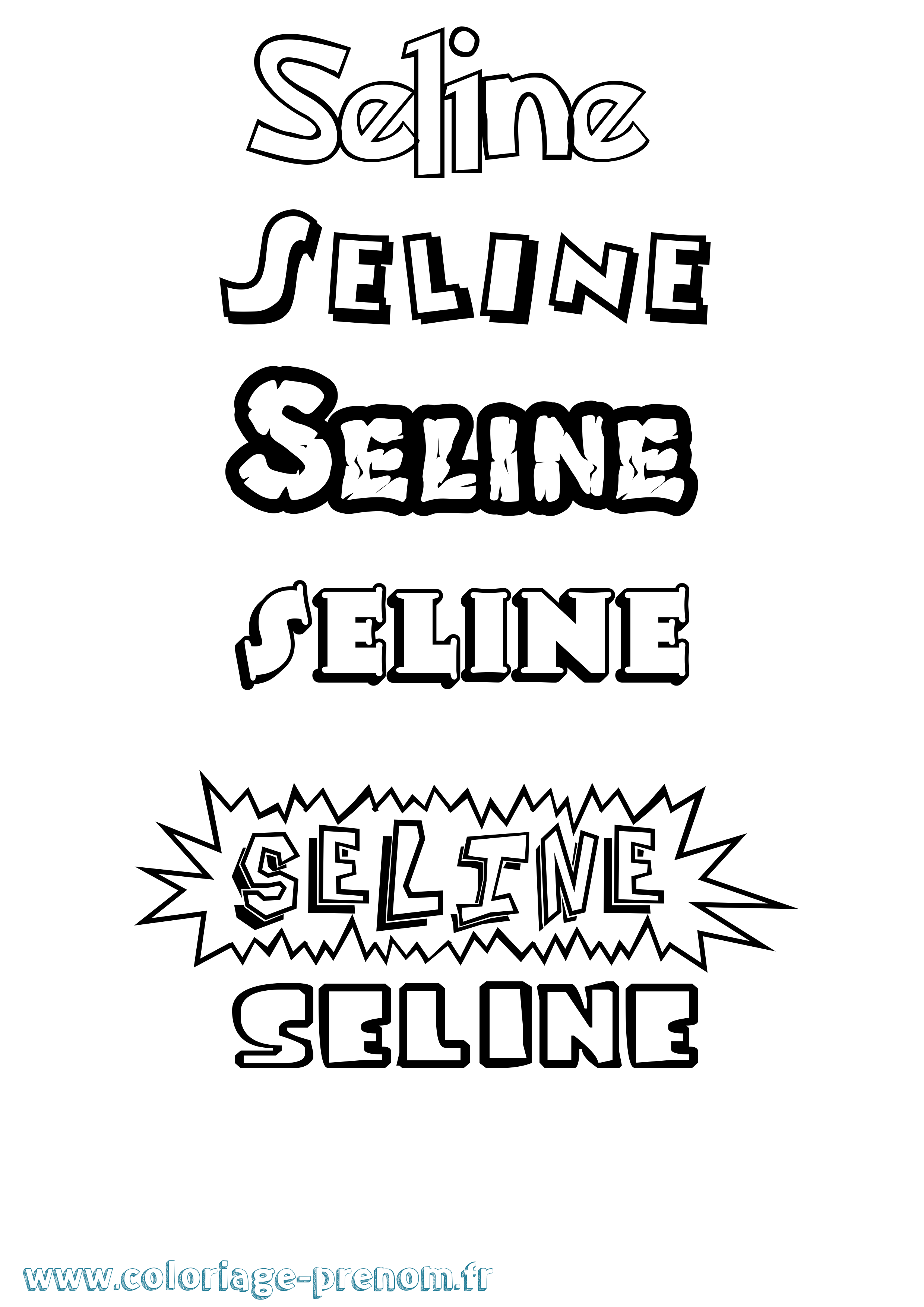 Coloriage Seline Dessin Animé Coloriage prénom Seline Dessin Animé