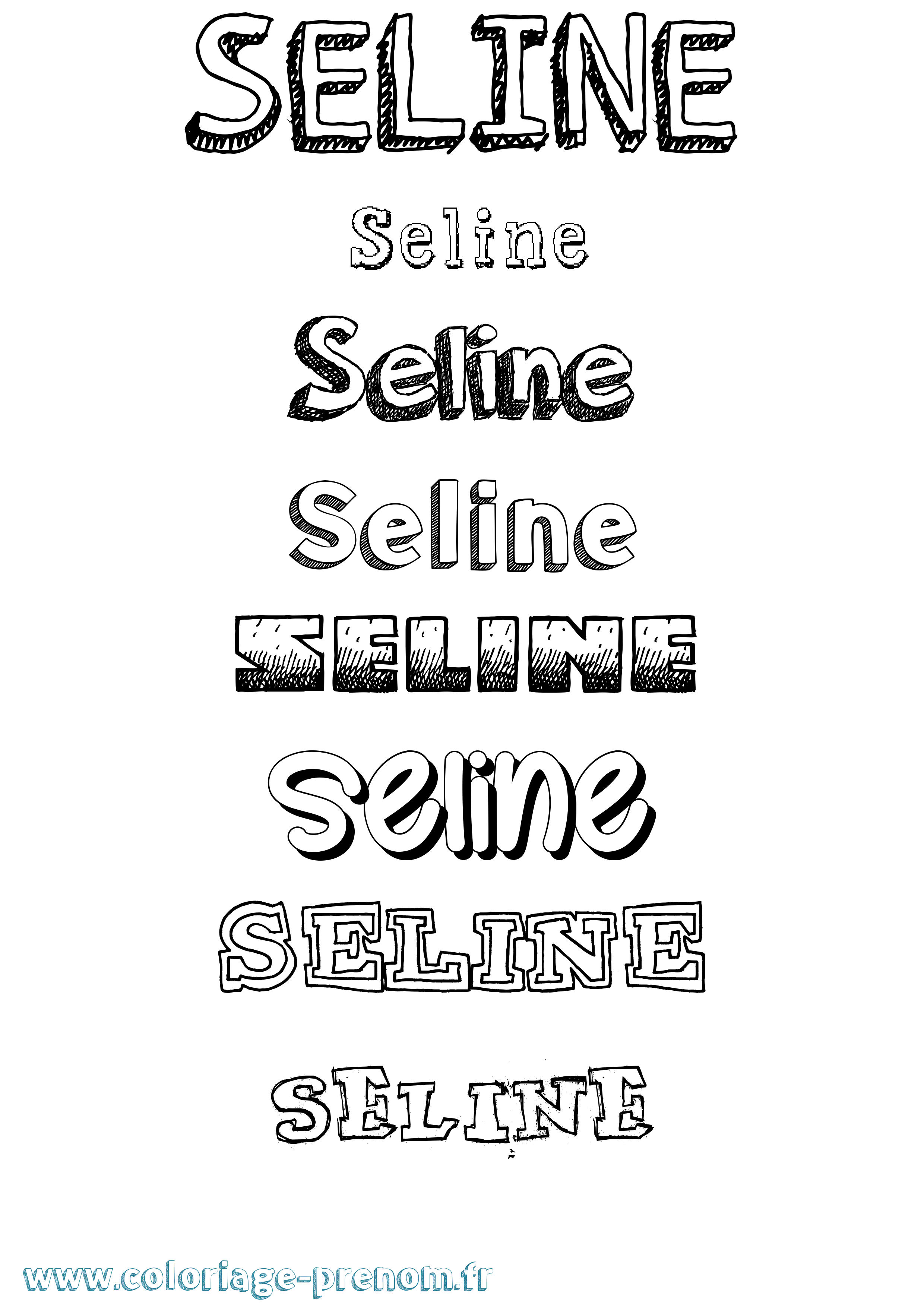 Coloriage Seline Dessiné Coloriage prénom Seline Dessiné