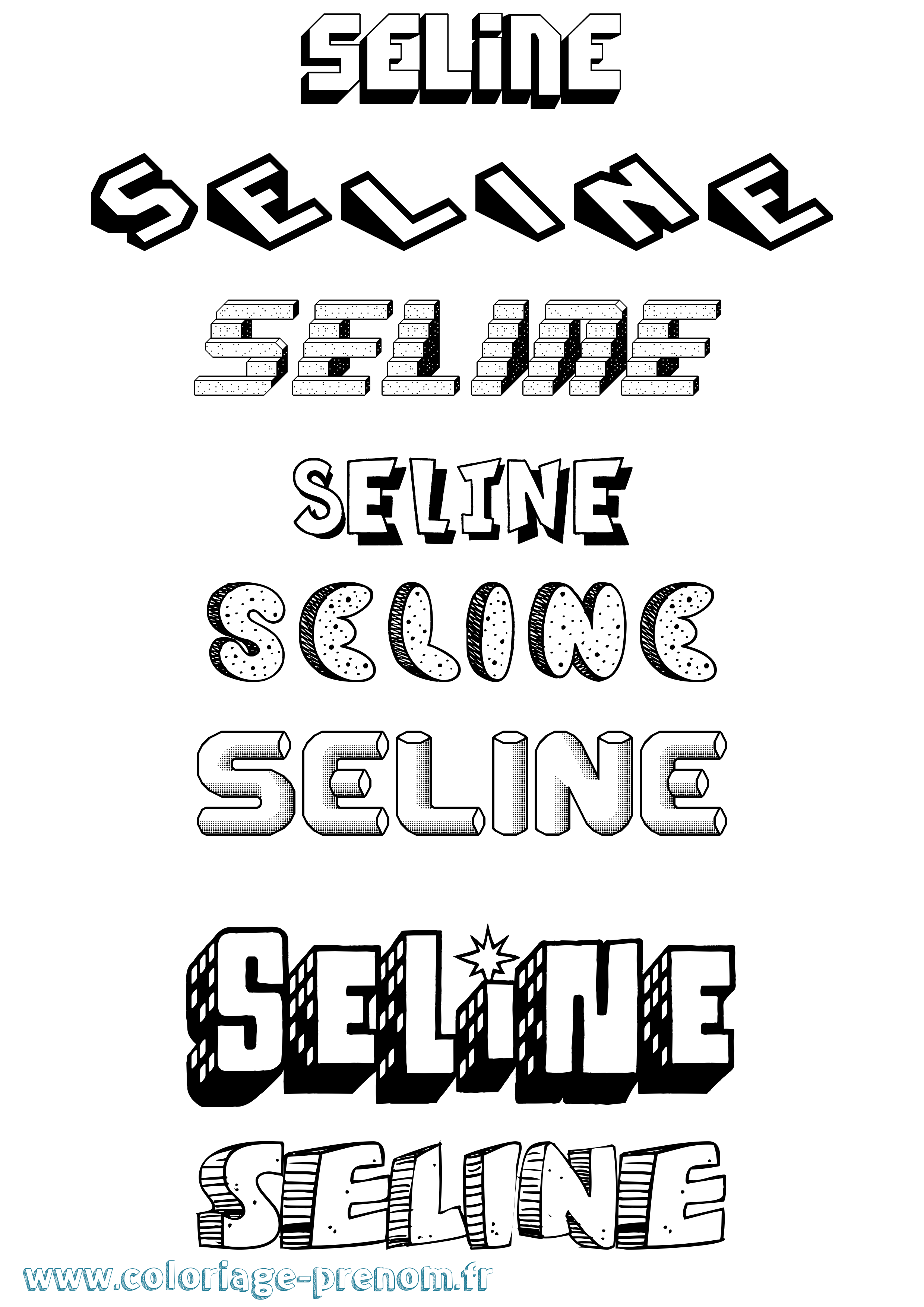 Coloriage Seline Effet 3D Coloriage prénom Seline Effet 3D