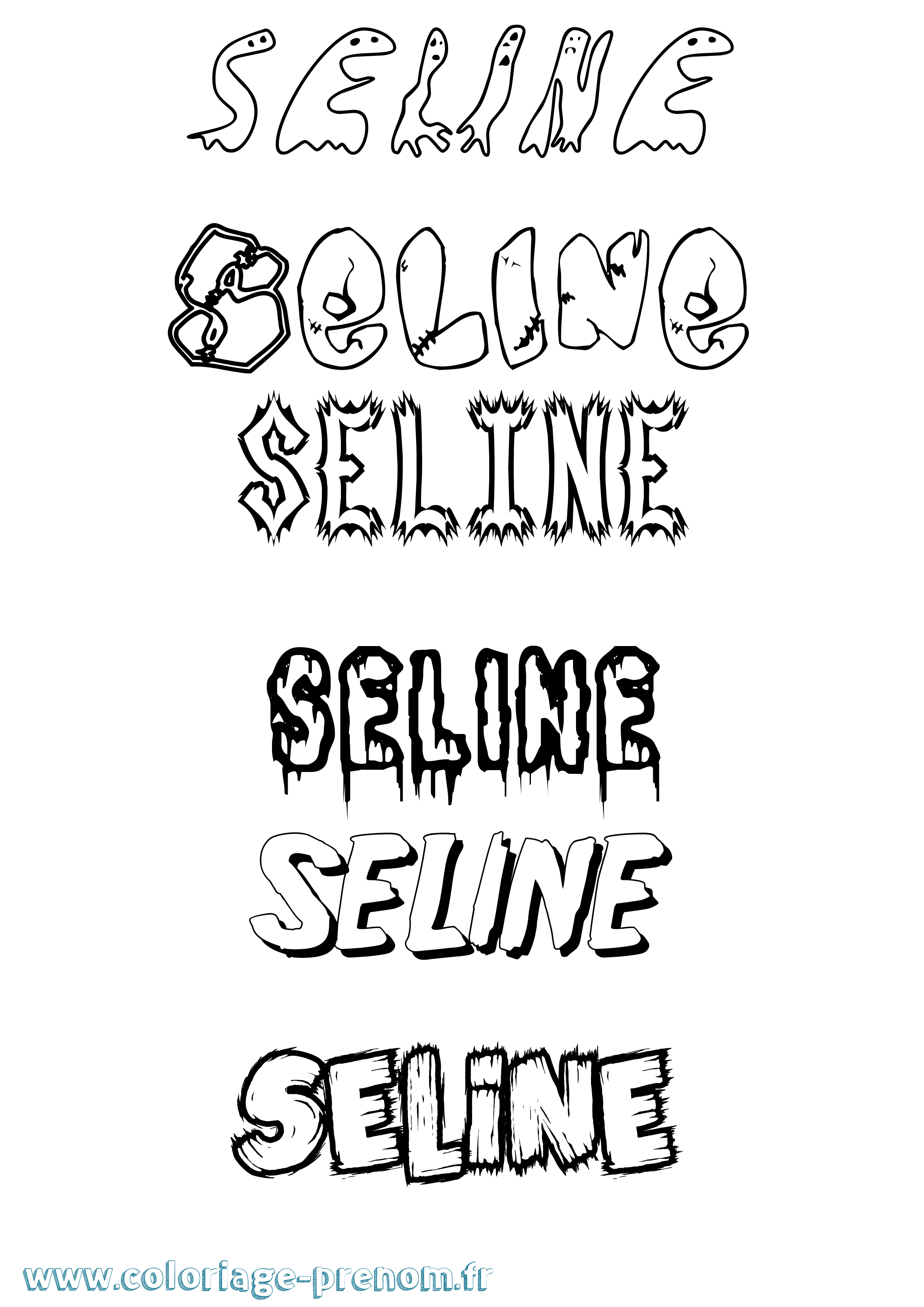 Coloriage Seline Frisson Coloriage prénom Seline Frisson