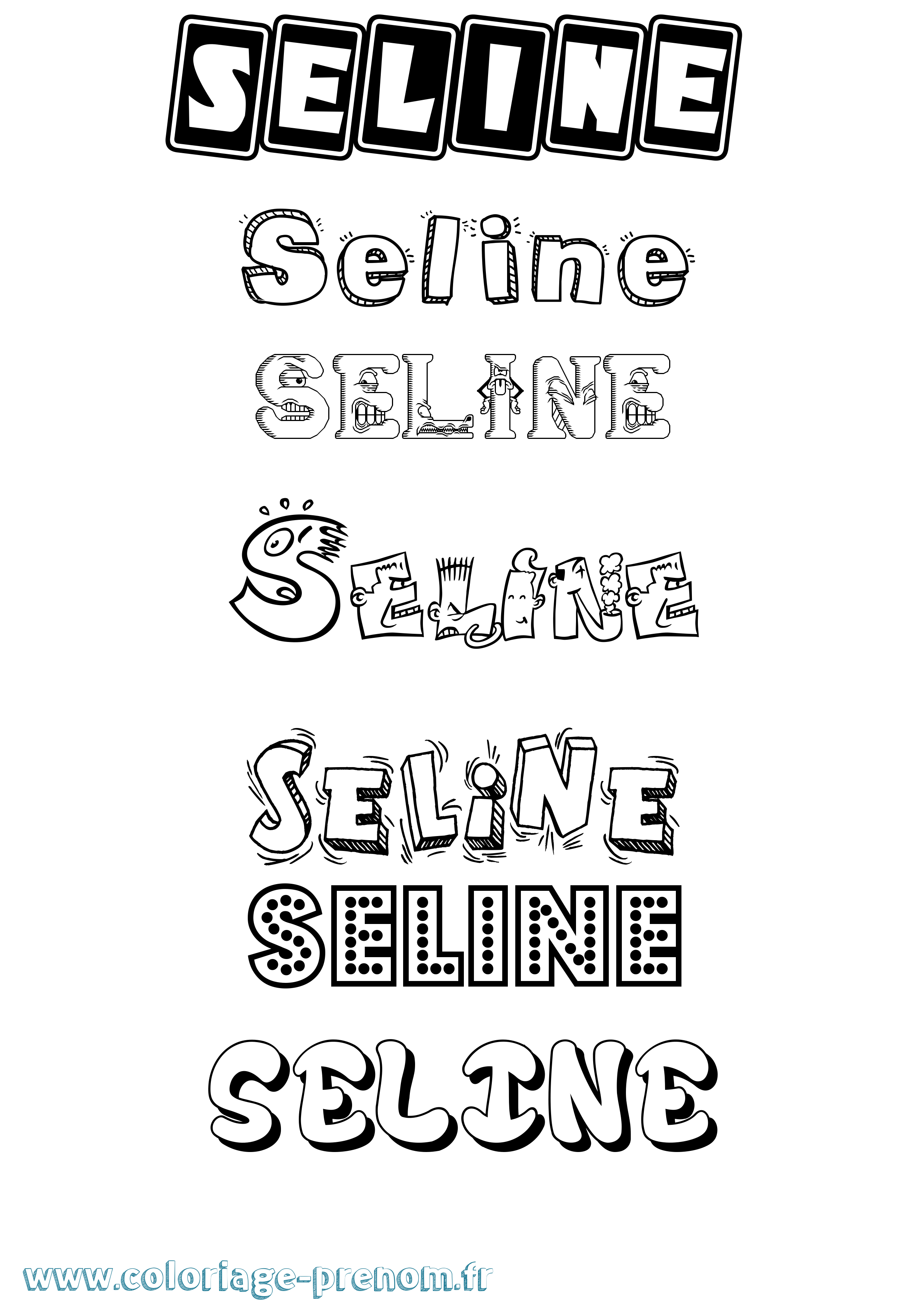 Coloriage Seline Fun Coloriage prénom Seline Fun