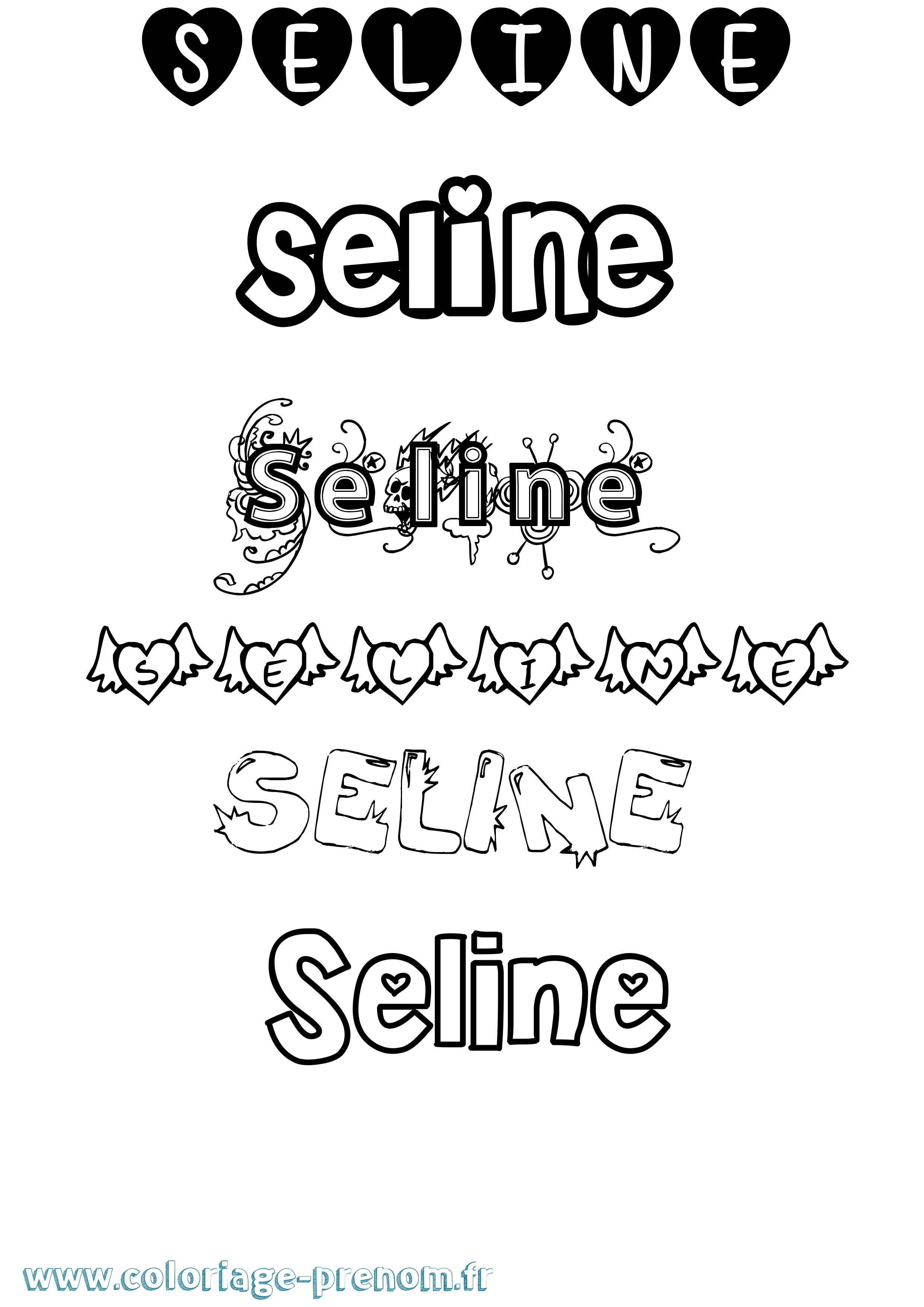 Coloriage Seline Girly Coloriage prénom Seline Girly