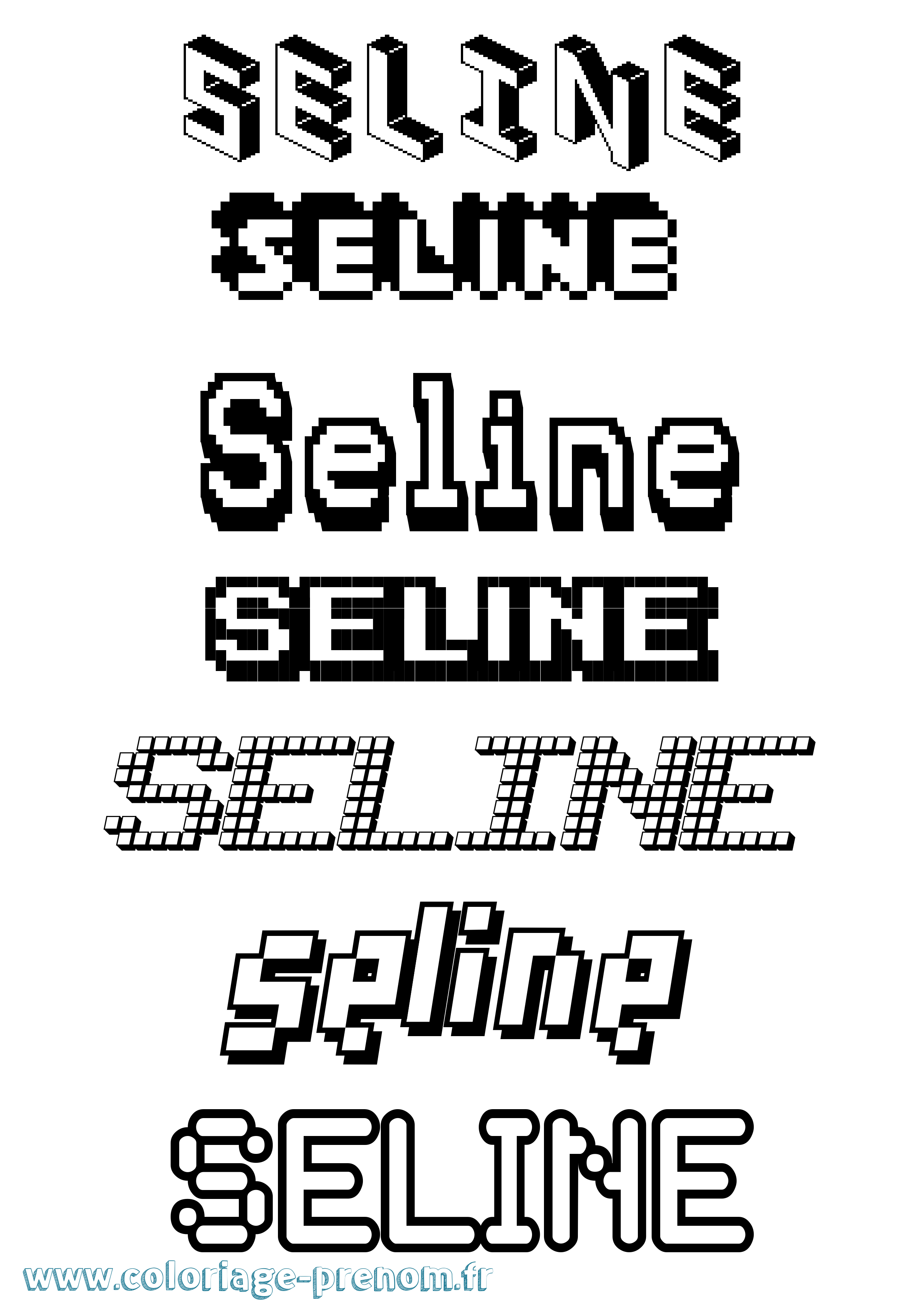 Coloriage Seline Pixel Coloriage prénom Seline Pixel