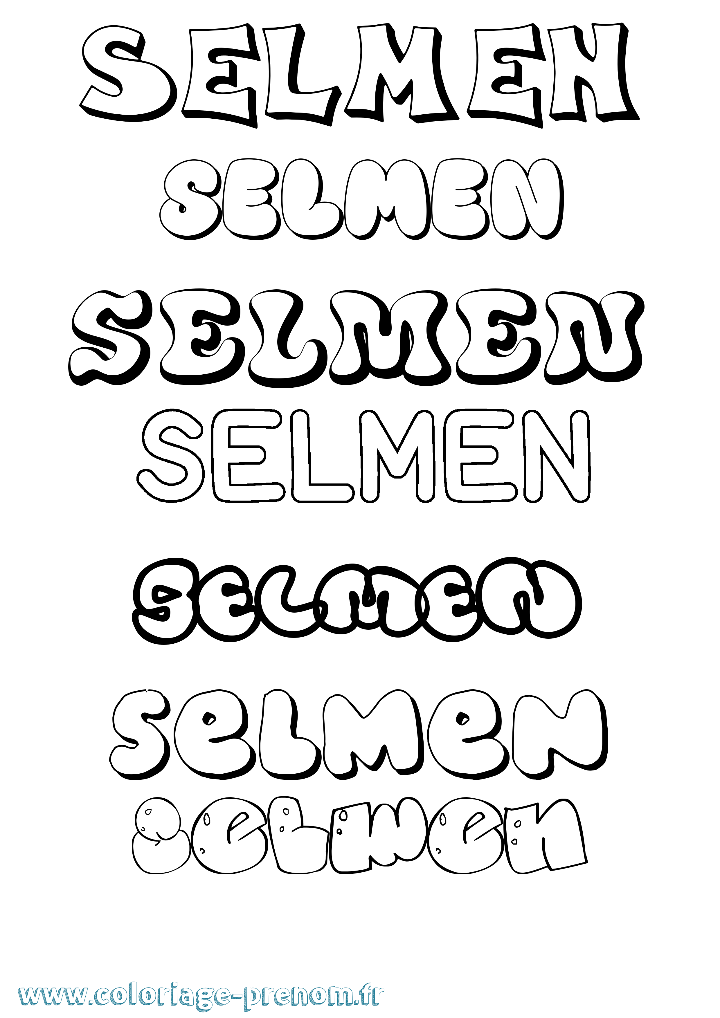 Coloriage Selmen Bubble Coloriage prénom Selmen Bubble