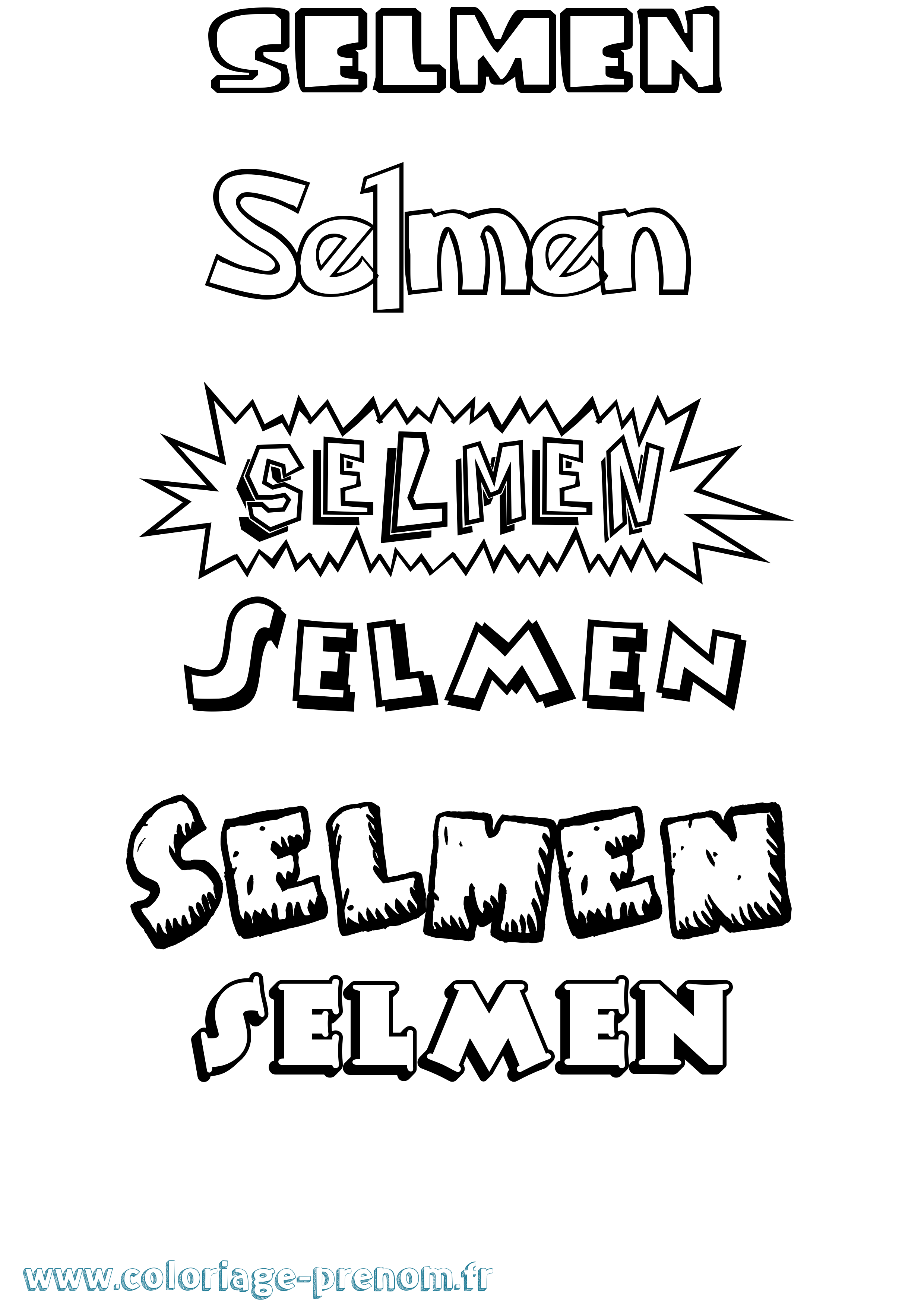 Coloriage Selmen Dessin Animé Coloriage prénom Selmen Dessin Animé