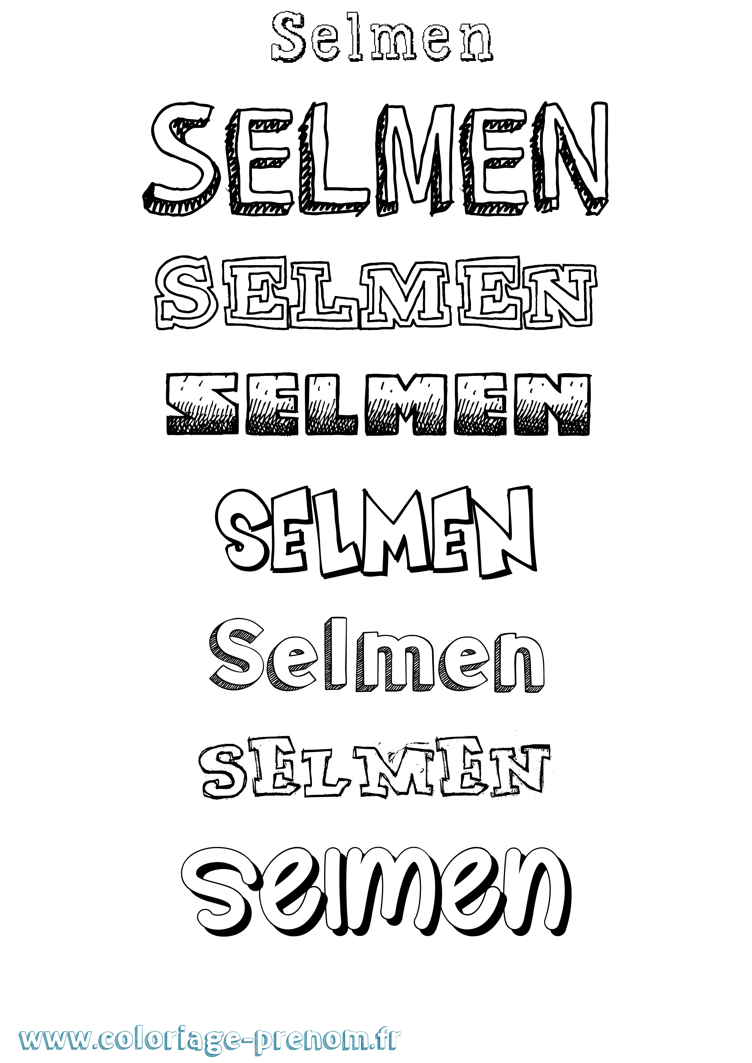 Coloriage Selmen Dessiné Coloriage prénom Selmen Dessiné