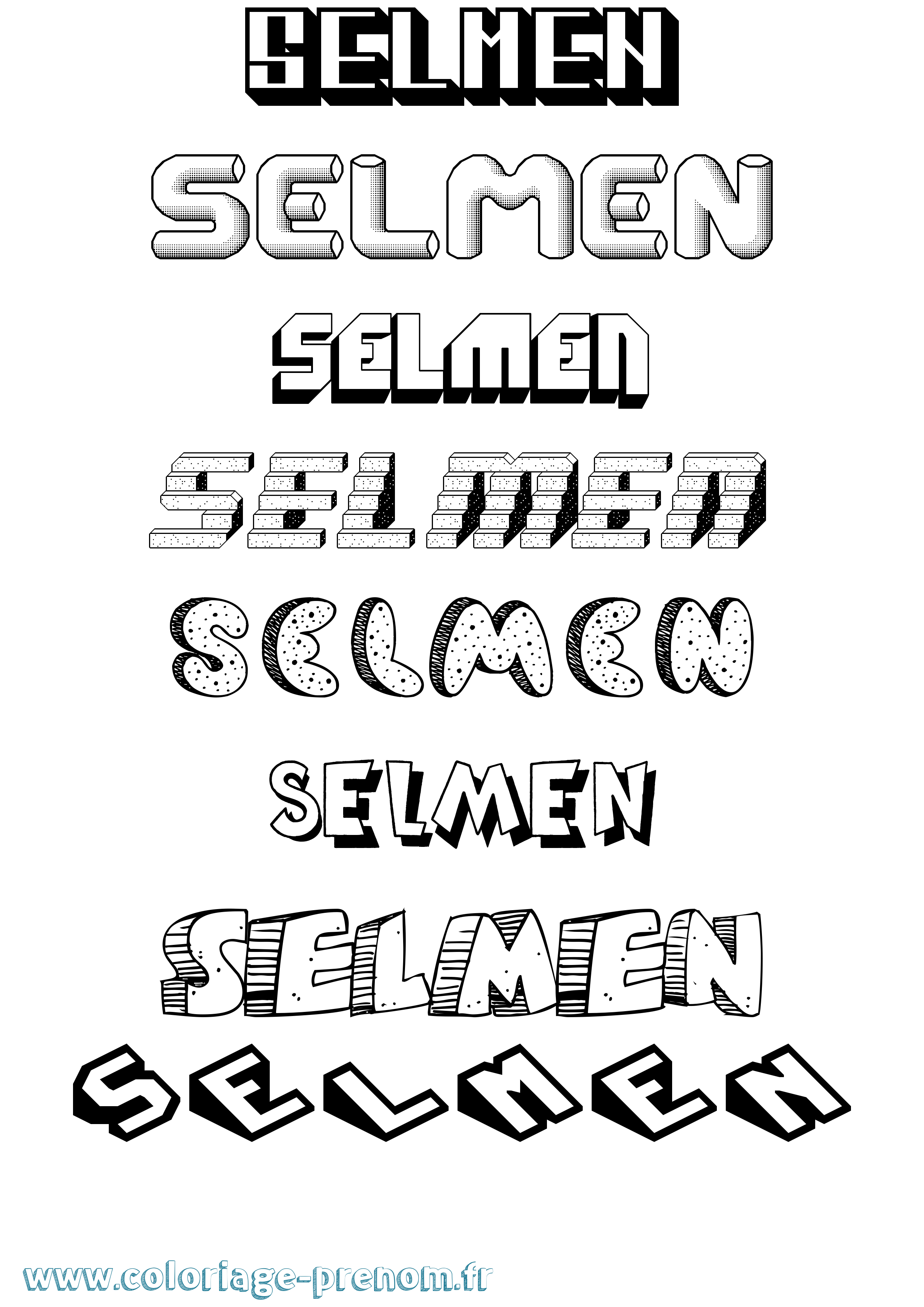 Coloriage Selmen Effet 3D Coloriage prénom Selmen Effet 3D