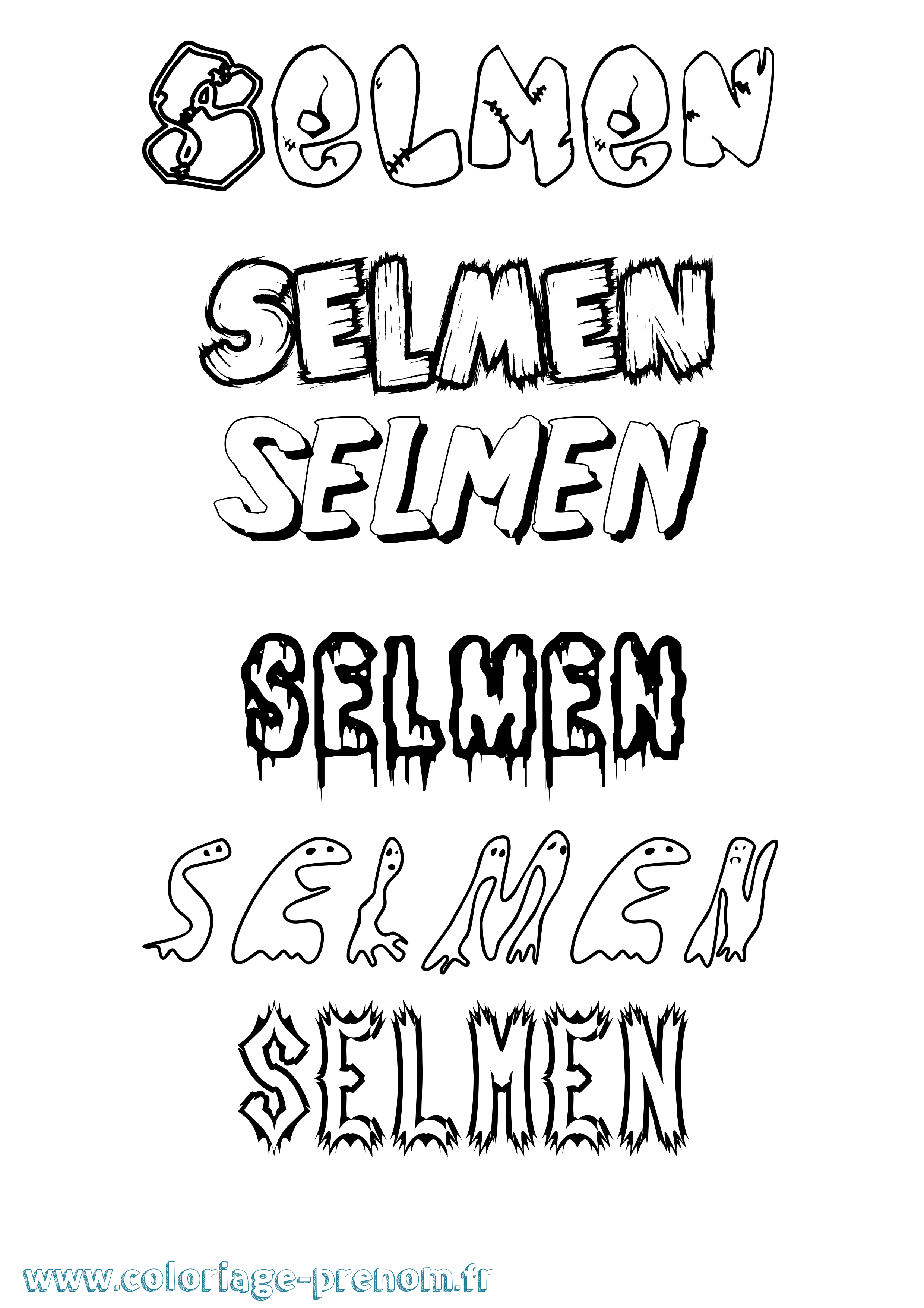 Coloriage Selmen Frisson Coloriage prénom Selmen Frisson