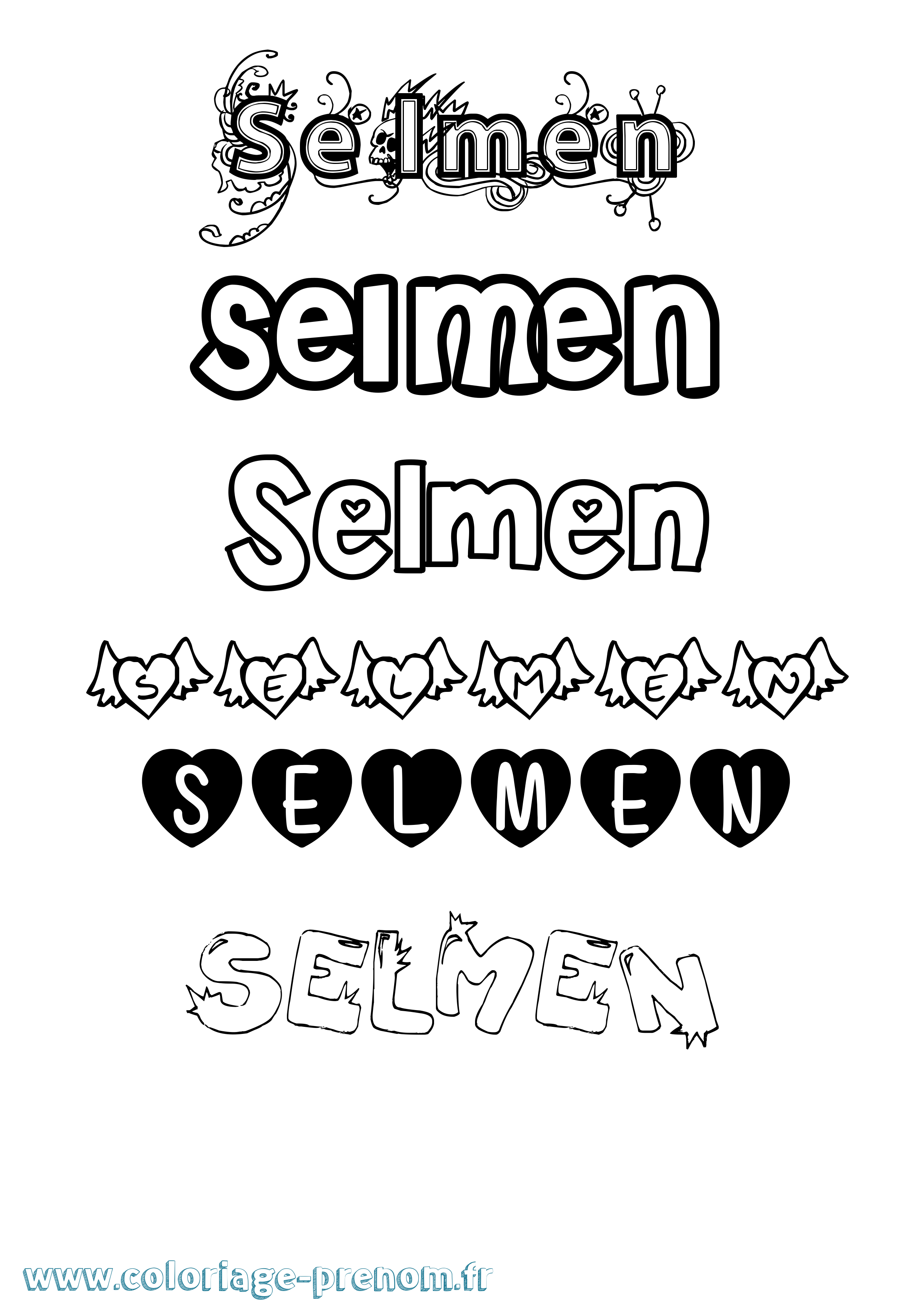 Coloriage Selmen Girly Coloriage prénom Selmen Girly