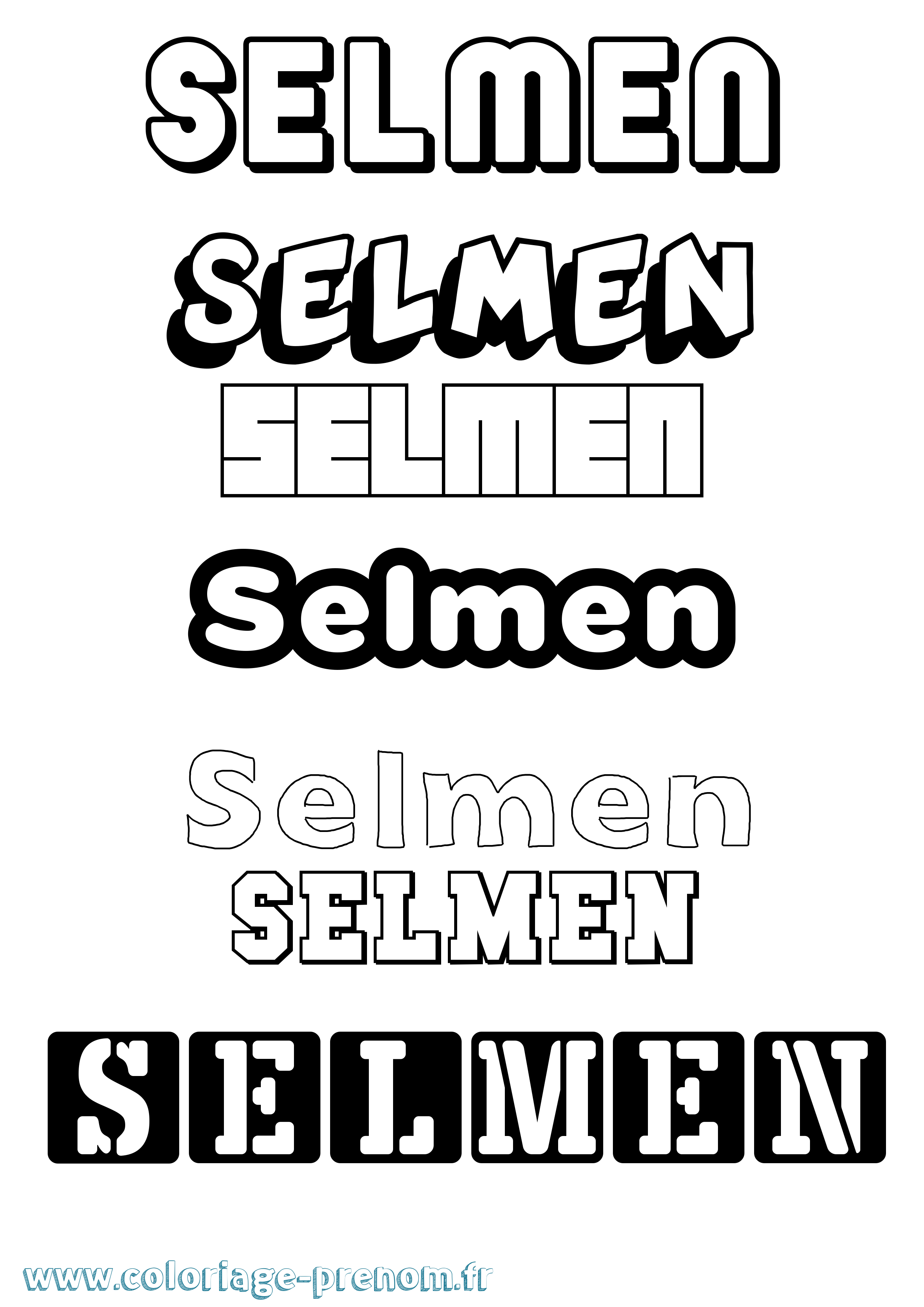 Coloriage Selmen Simple Coloriage prénom Selmen Simple