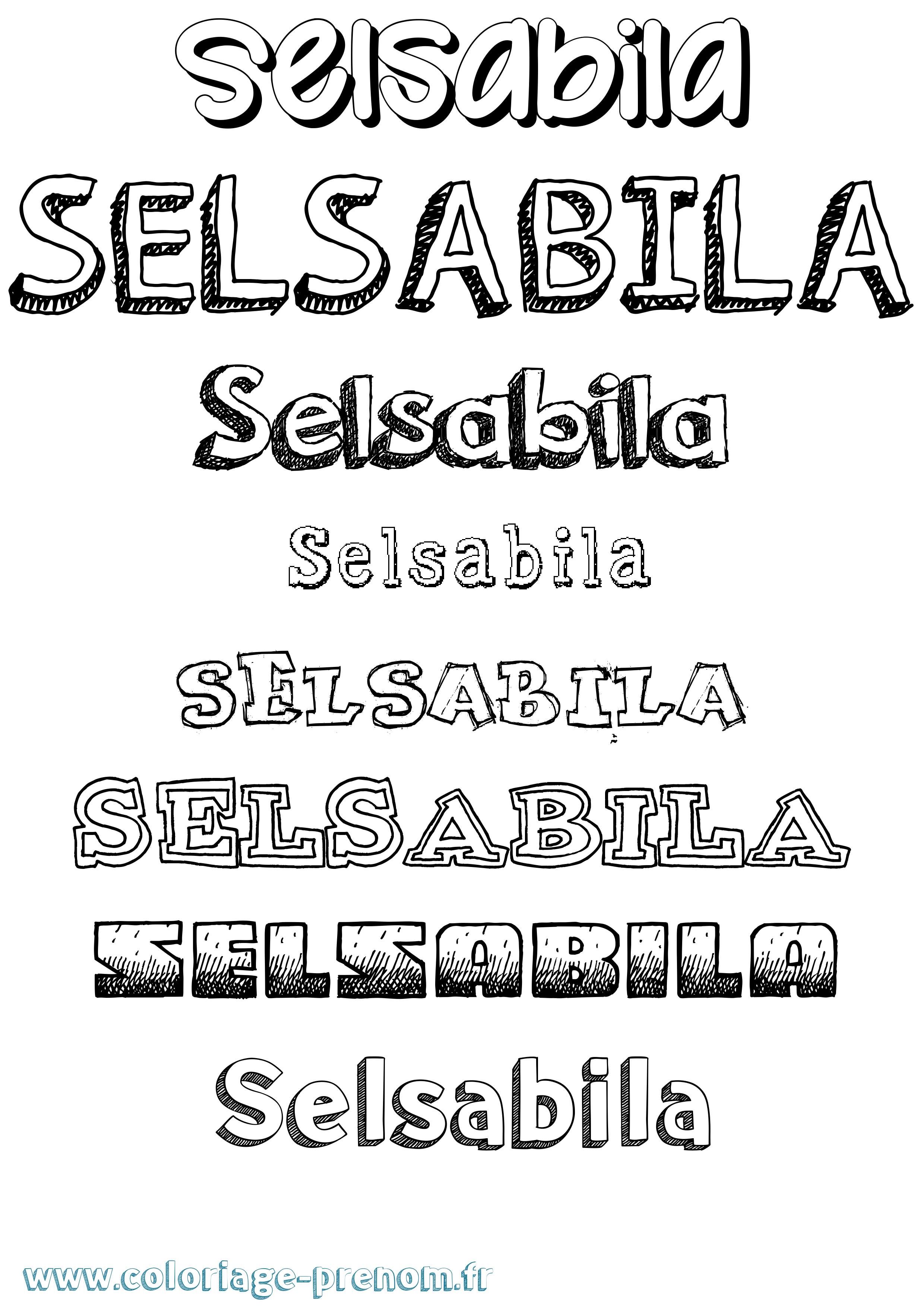 Coloriage Selsabila Dessiné Coloriage prénom Selsabila Dessiné