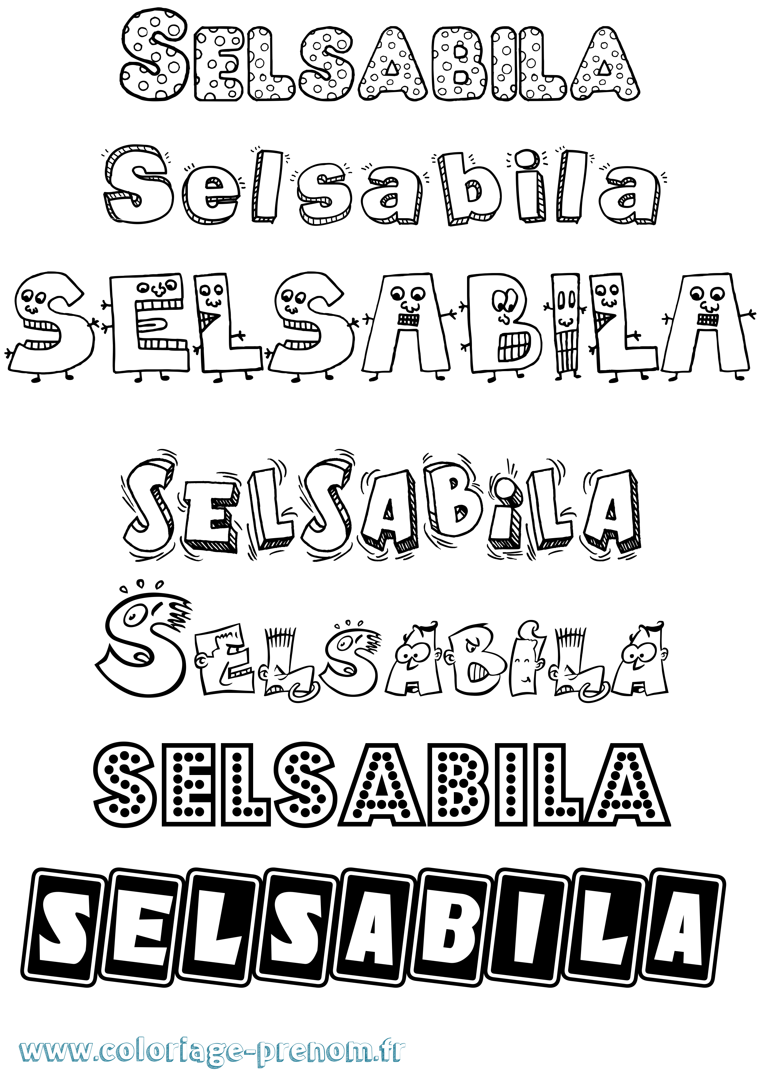 Coloriage Selsabila Fun Coloriage prénom Selsabila Fun