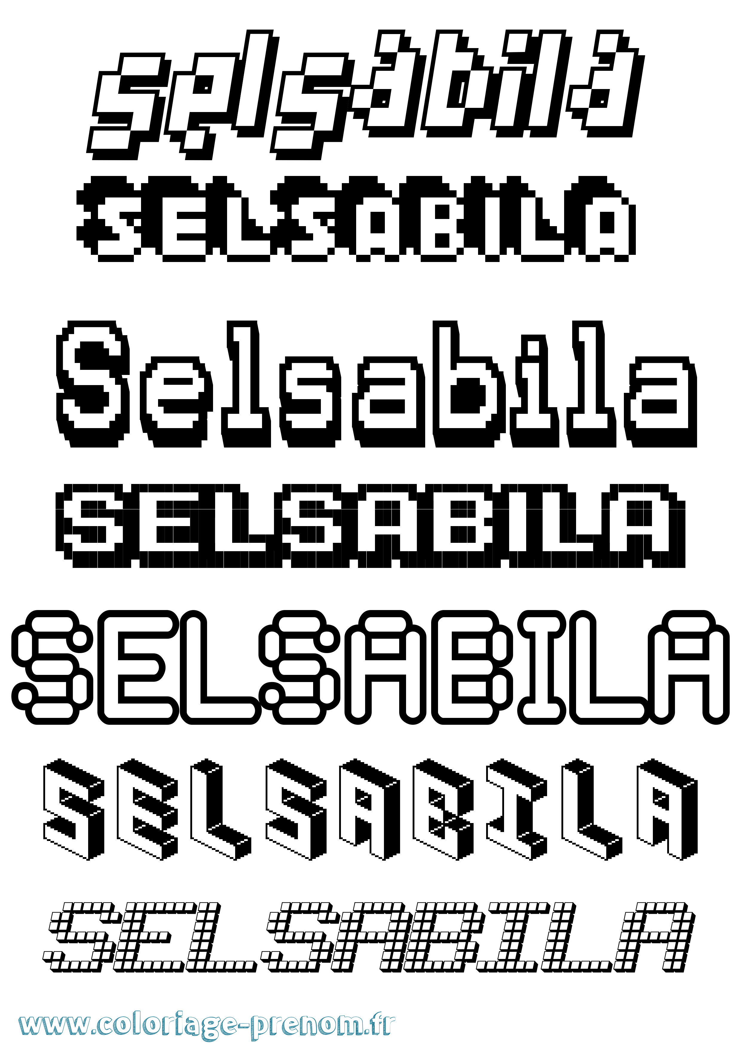 Coloriage Selsabila Pixel Coloriage prénom Selsabila Pixel