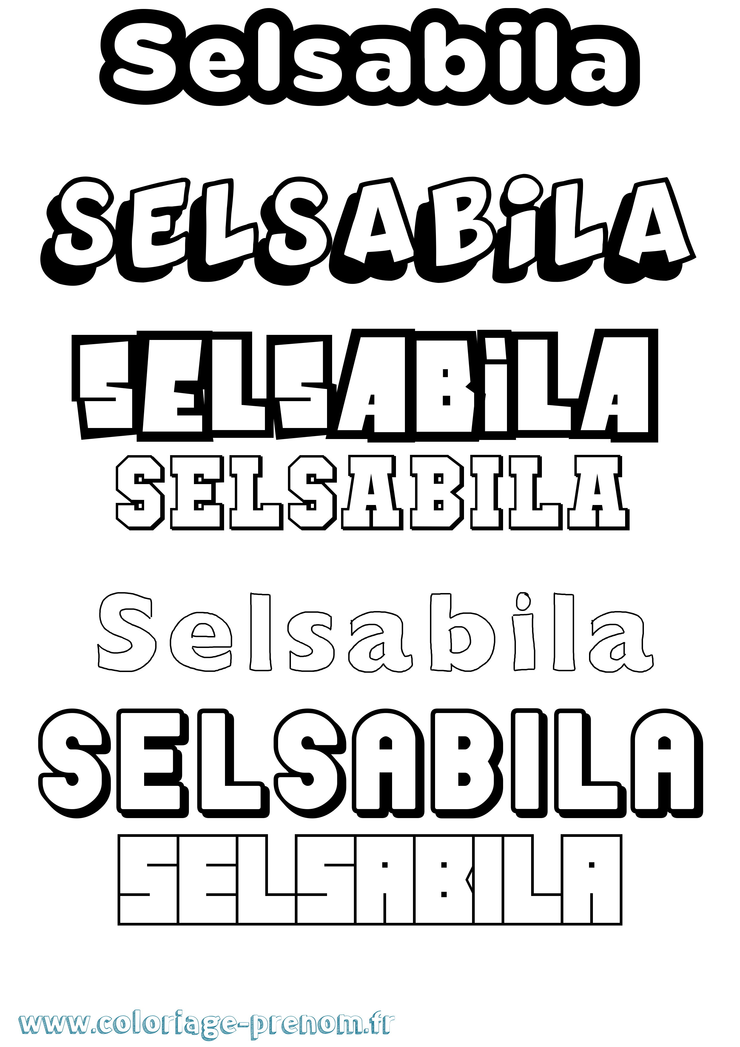 Coloriage Selsabila Simple Coloriage prénom Selsabila Simple