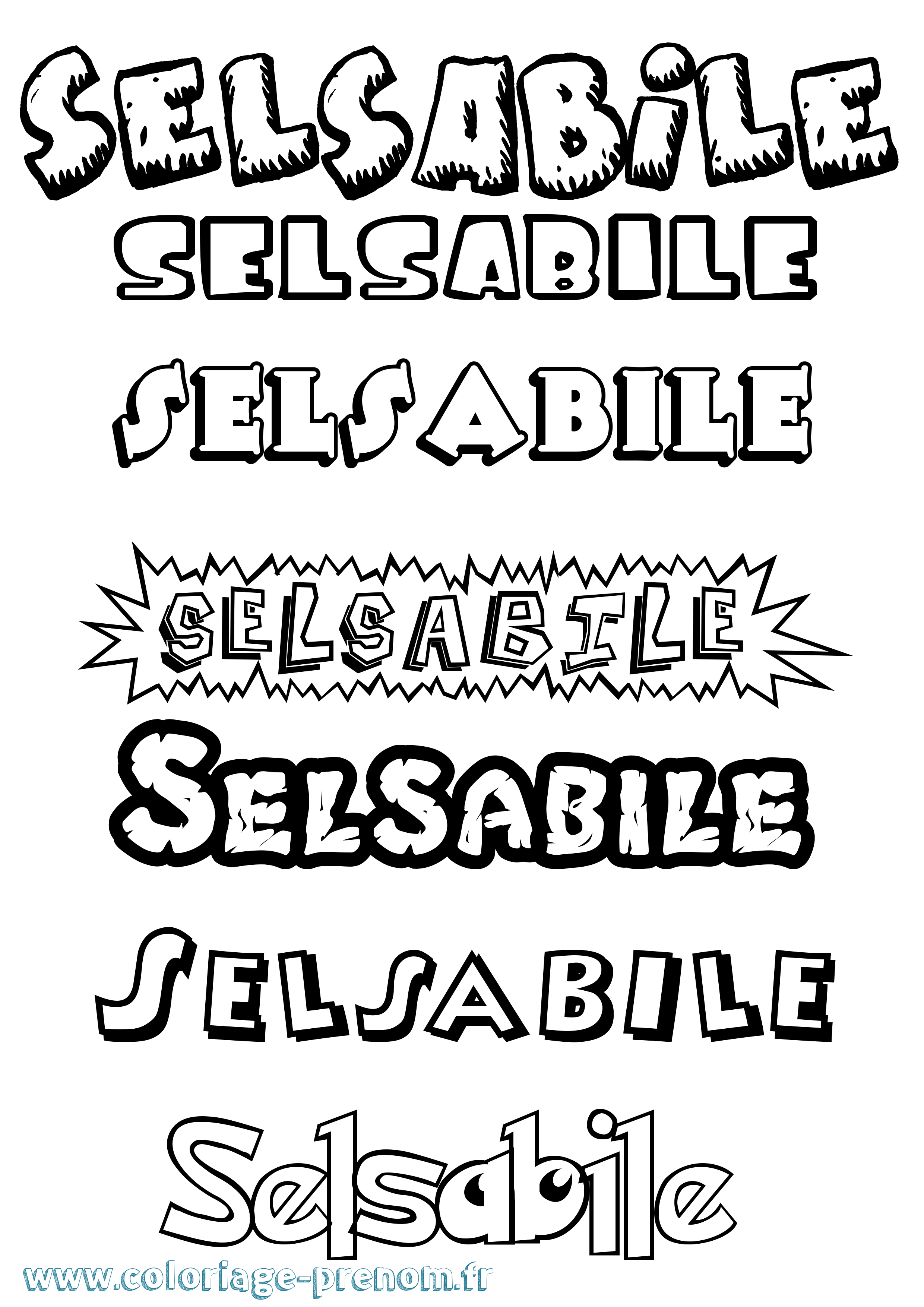 Coloriage Selsabile Dessin Animé Coloriage prénom Selsabile Dessin Animé