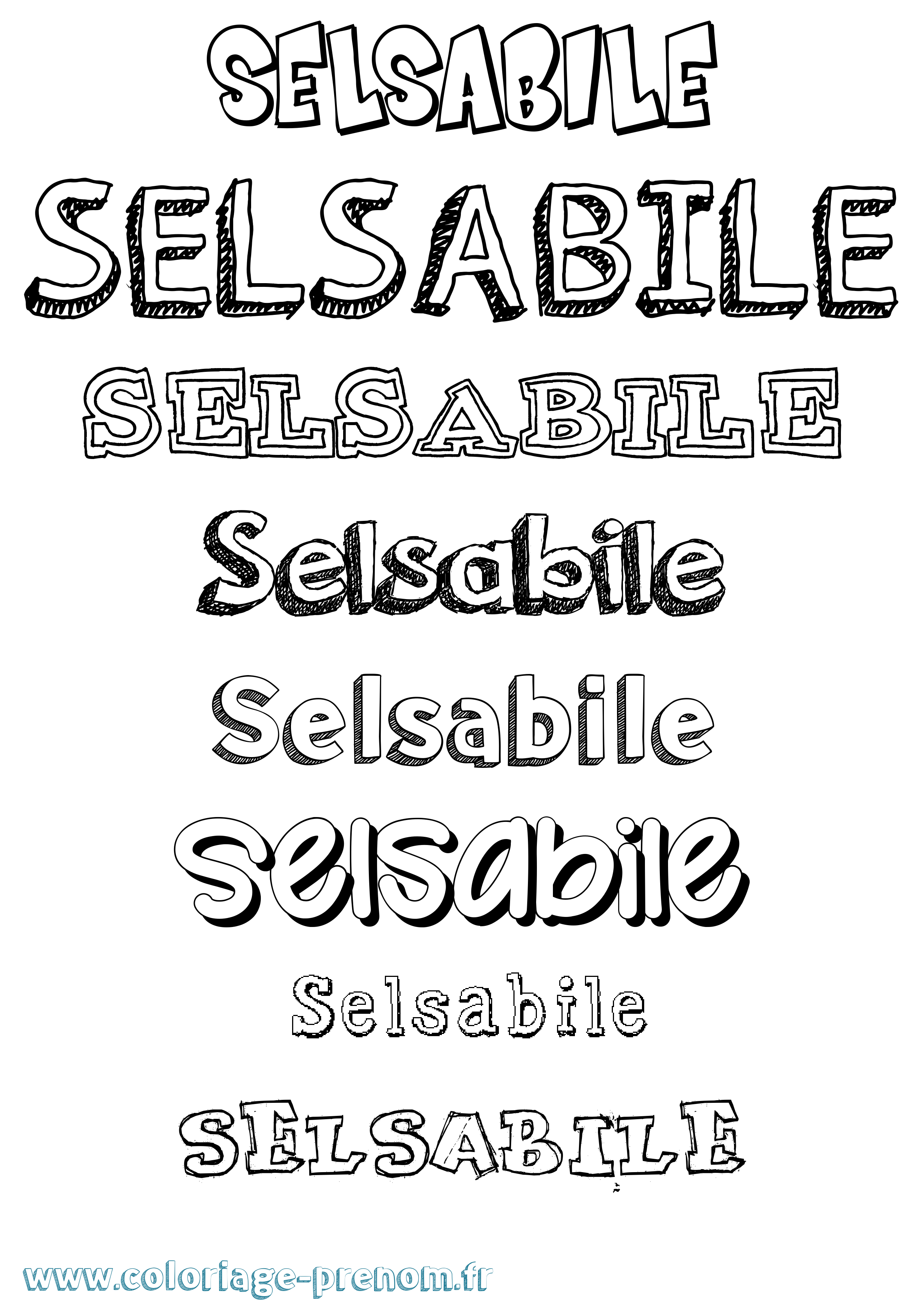 Coloriage Selsabile Dessiné Coloriage prénom Selsabile Dessiné